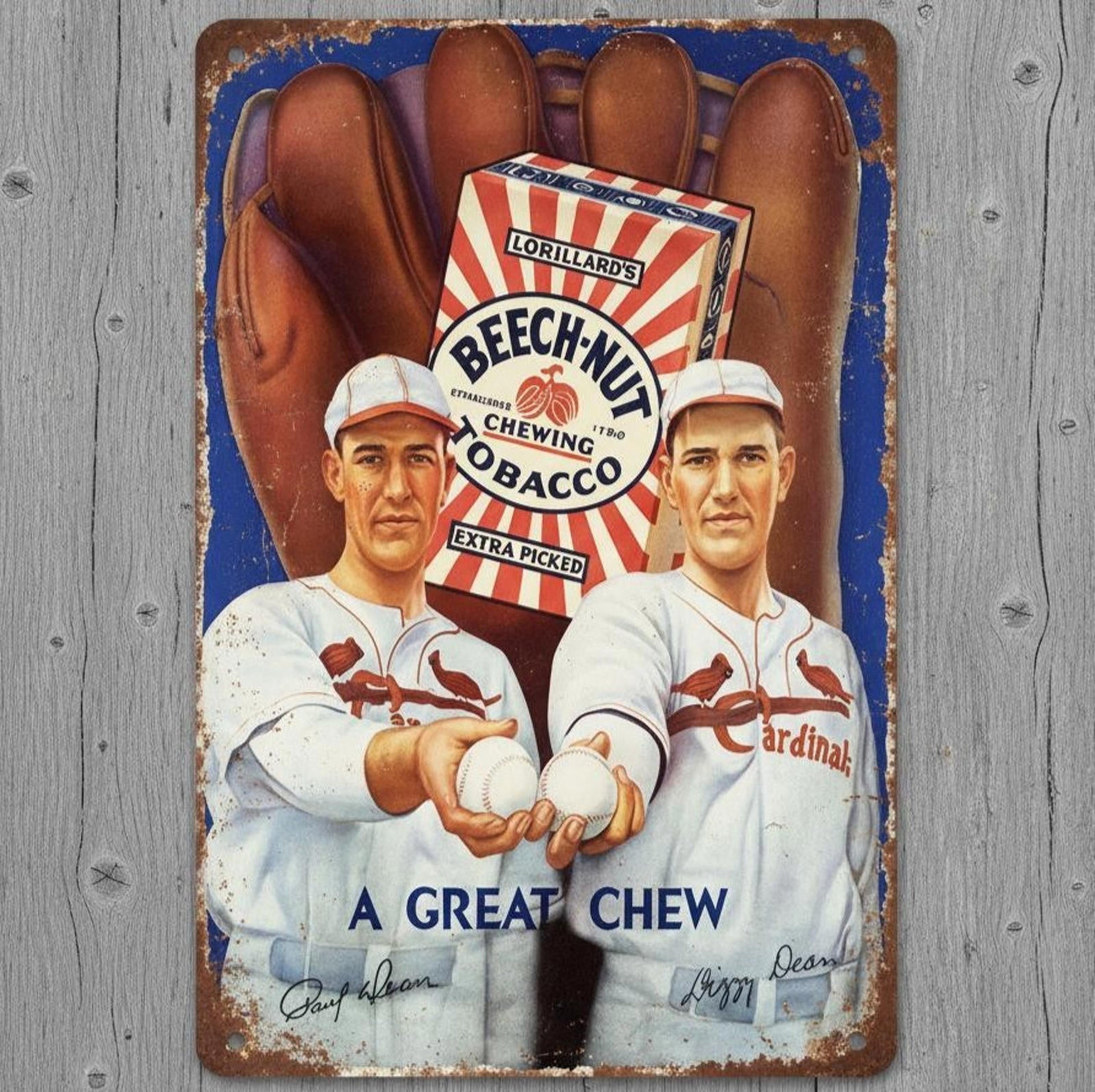 Beech-Nut Tobacco A Great Chew 8 x 12 Vintage Novelty Metal Sign Made In USA