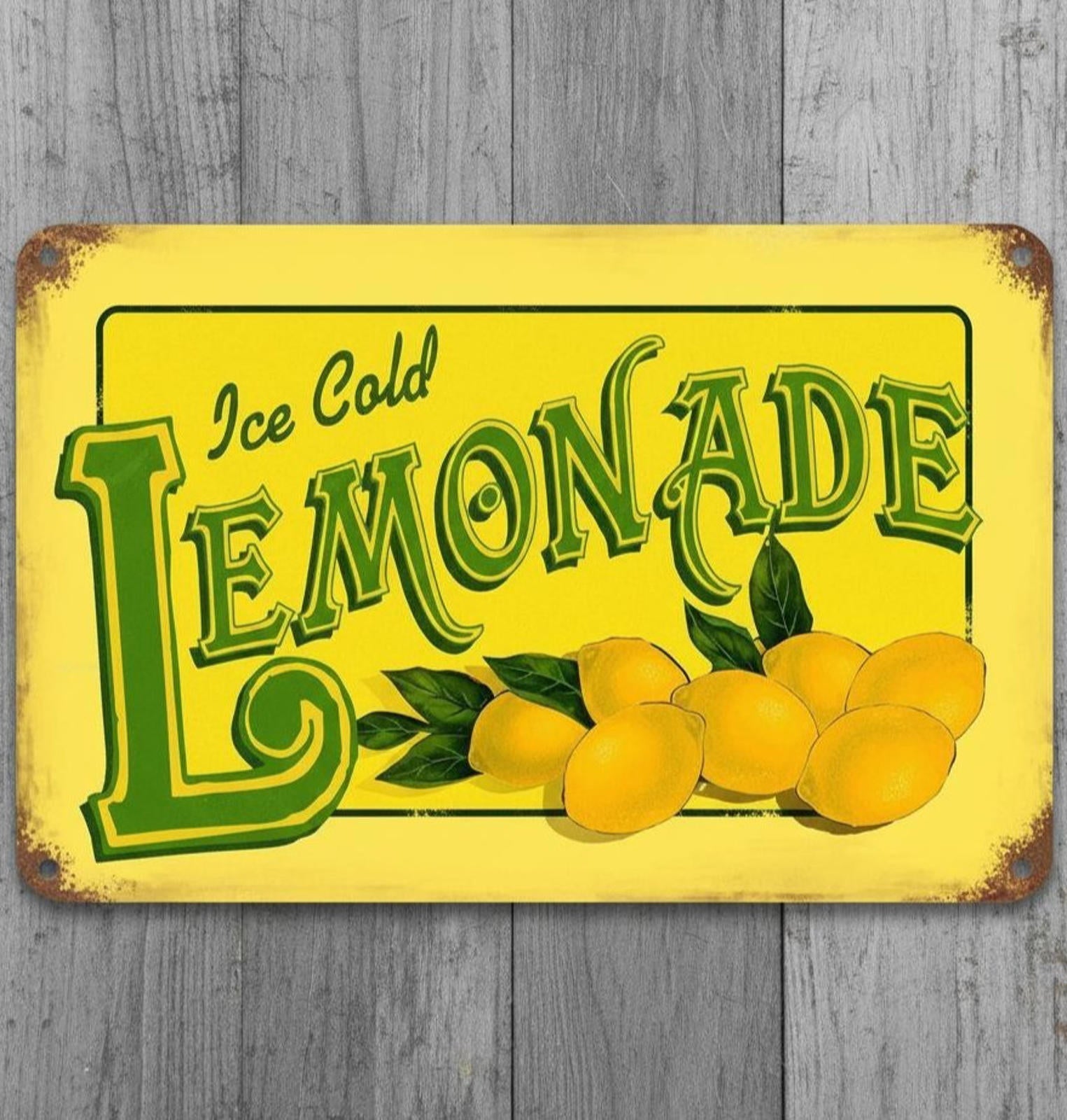 Ice Cold Lemonade 8 x 12 Novelty Metal Sign New Shrink-wrapped Made In USA!