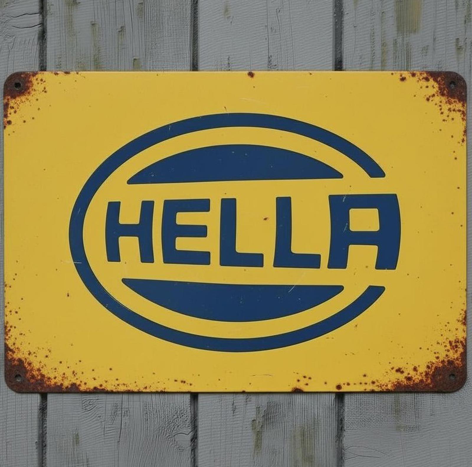 Hella German Auto Supplier 8 x 12 Vintage Novelty Metal Sign Made In USA