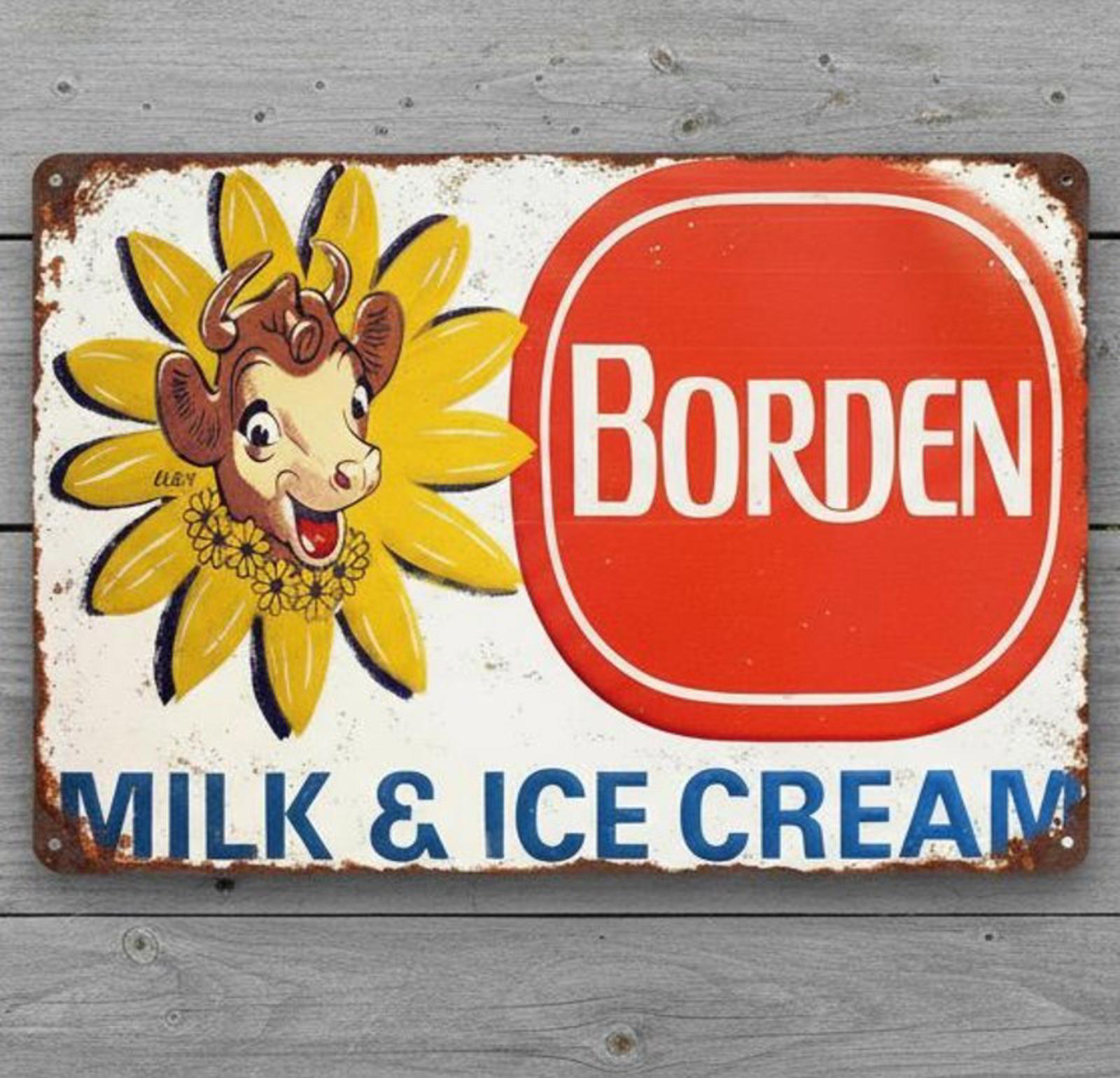 Borden Milk & Ice Cream 8 x 12 Vintage Novelty Metal Sign New!