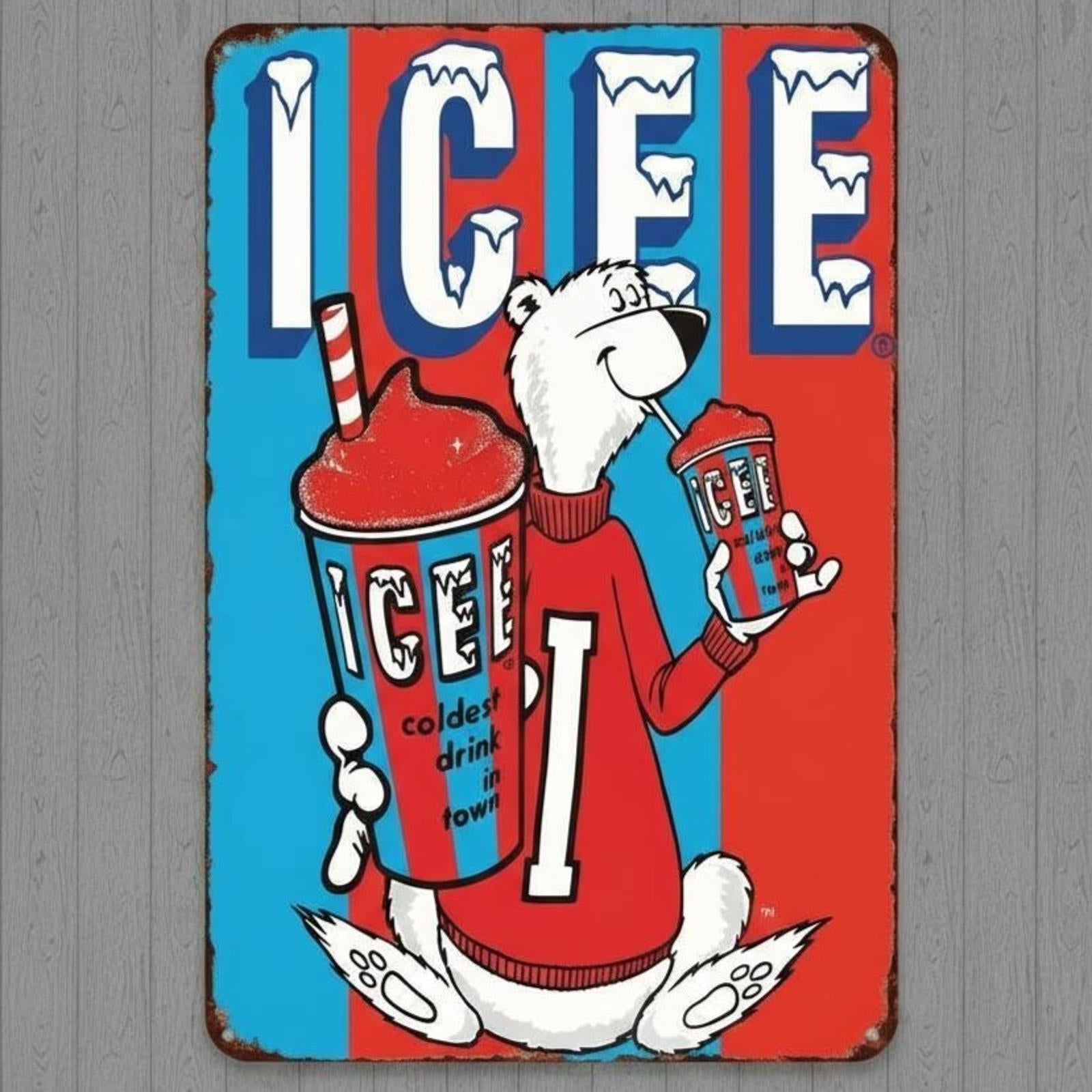 ICEE Coldest Drink In Town 8 x 12 Novelty Metal Sign Shrink-Wrapped New!
