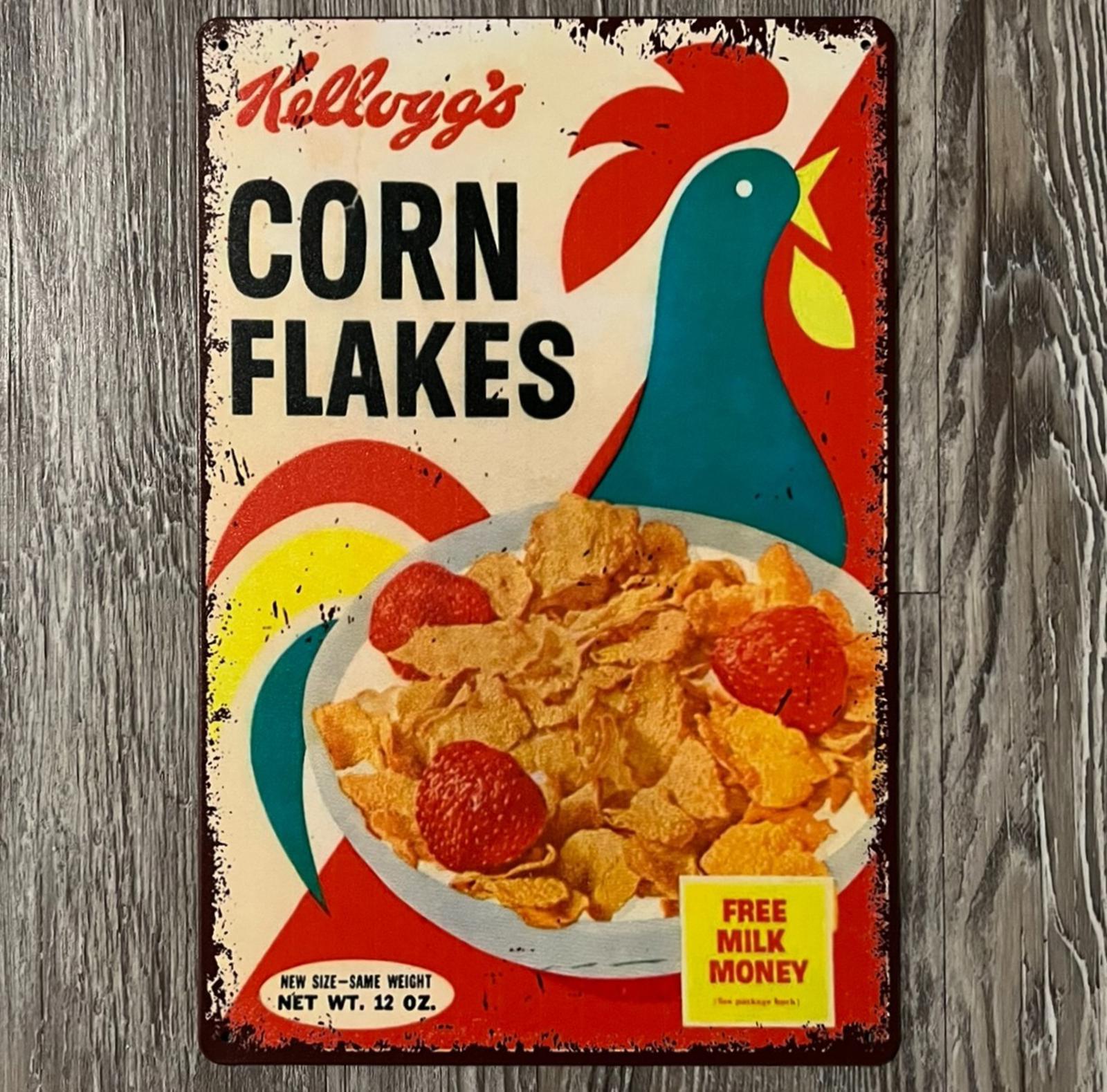 Kellogg's Corn Flakes 8 x 12 Vintage Novelty Metal Sign Shrink-Wrapped New!