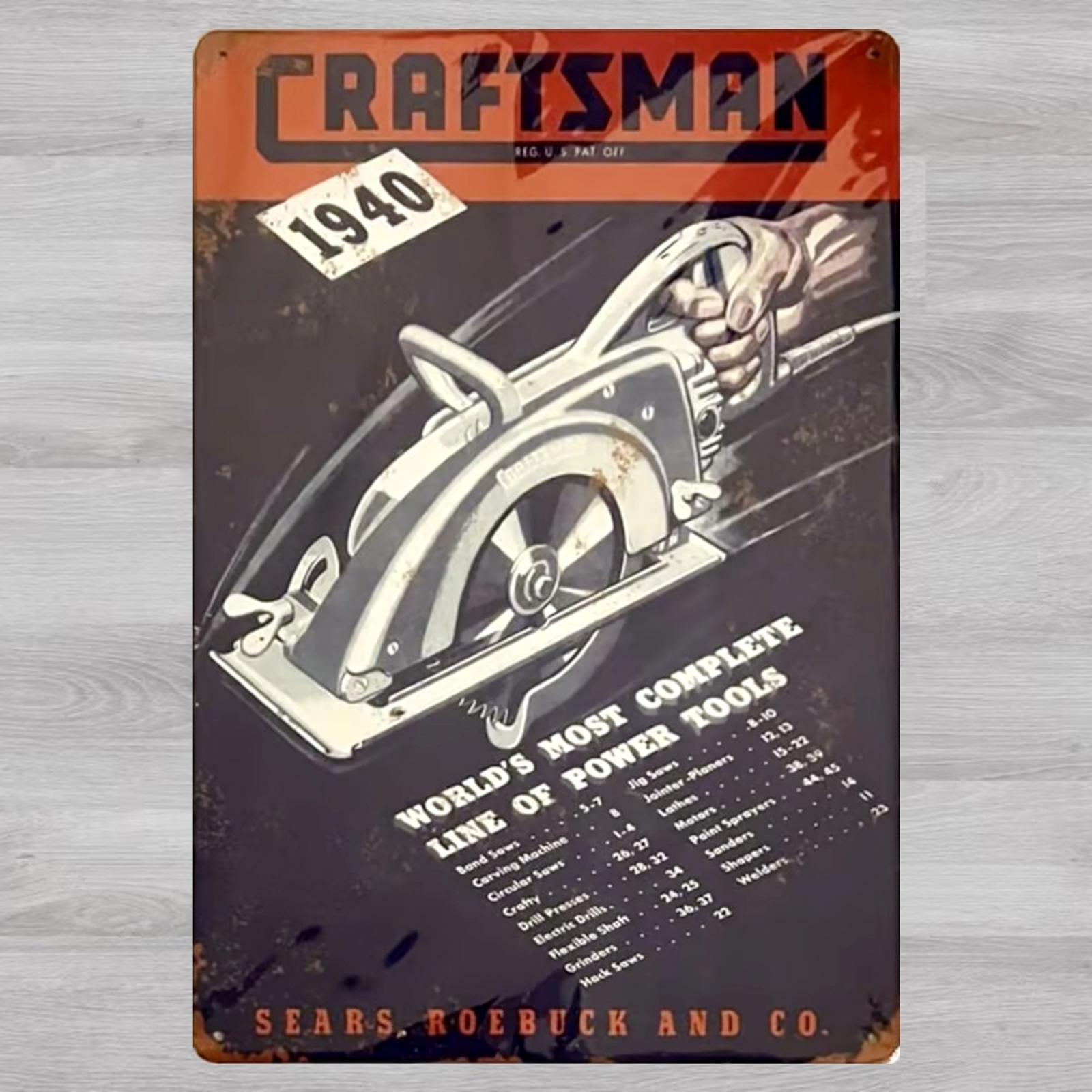 Craftsman Sears Roebuck 1940 8 x 12 Novelty Metal Sign Shrink-Wrapped New