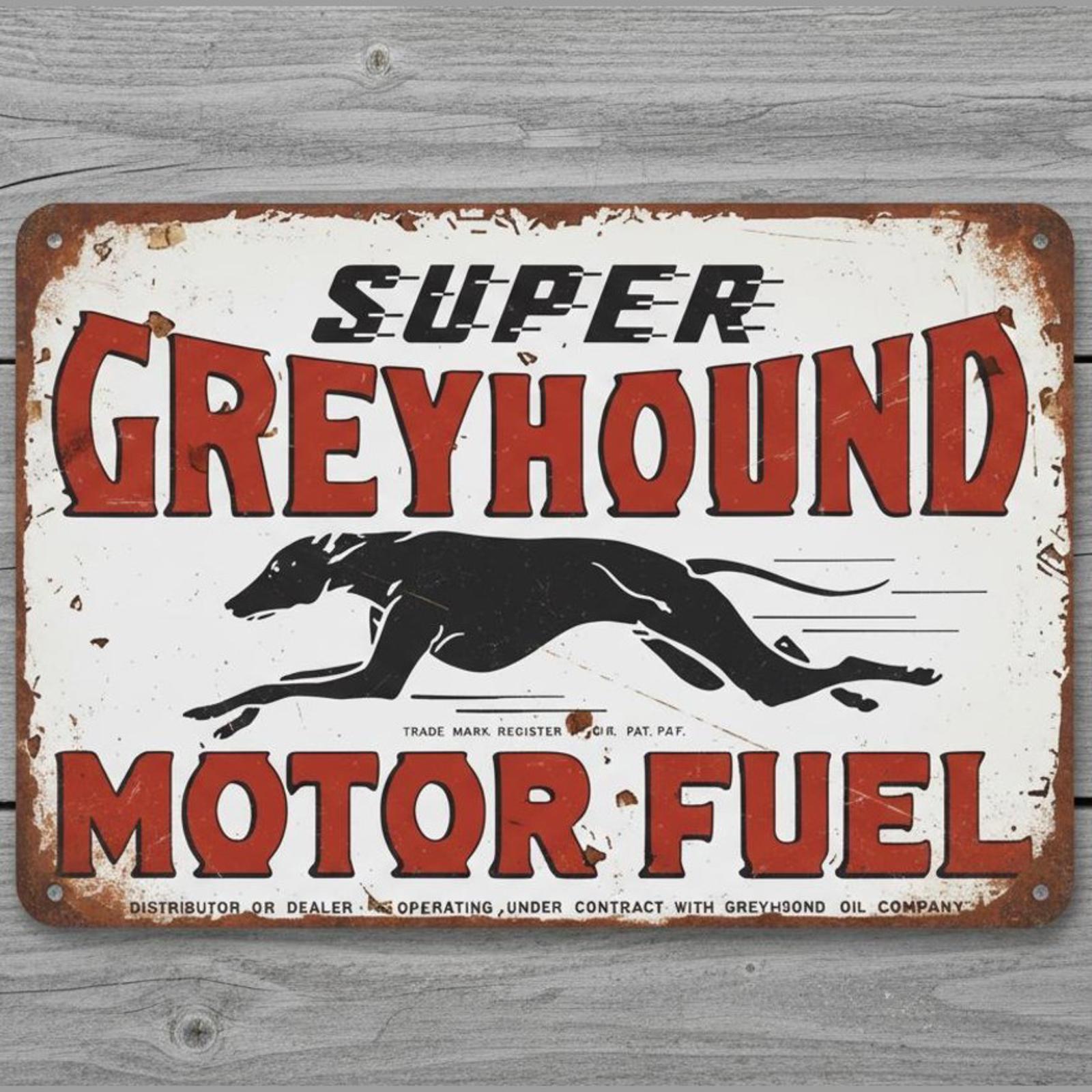 Super Greyhound Motor Fuel 8 x 12 Vintage Novelty Metal Sign Made In USA NEW!