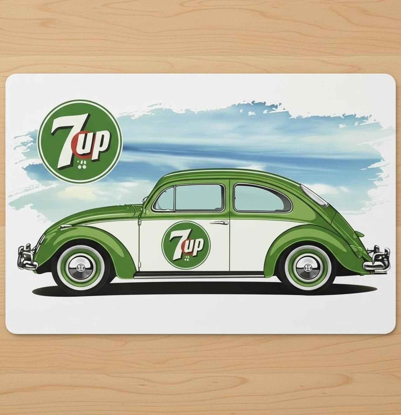 7 Up 9.5 x 8 Mouse Pad With Anti-Slip Rubber Backing Made In USA