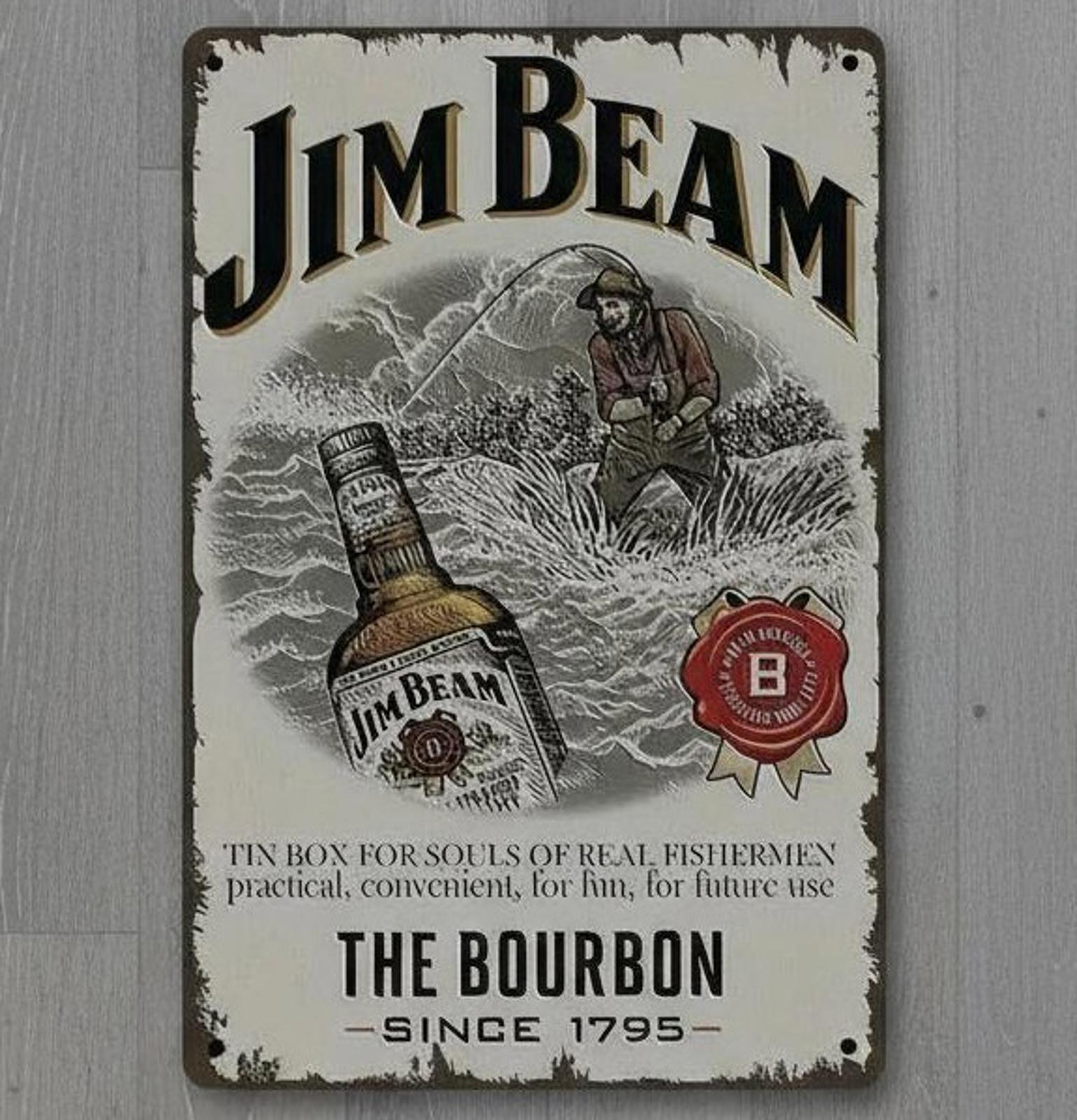 Jim Beam Bourbon 8 x 12 Novelty Metal Sign Shrink-Wrapped New!