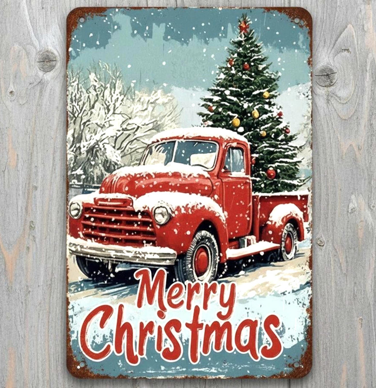 Merrry Christmas 8 x 12 Vintage Novelty Metal Sign Made In USA New!