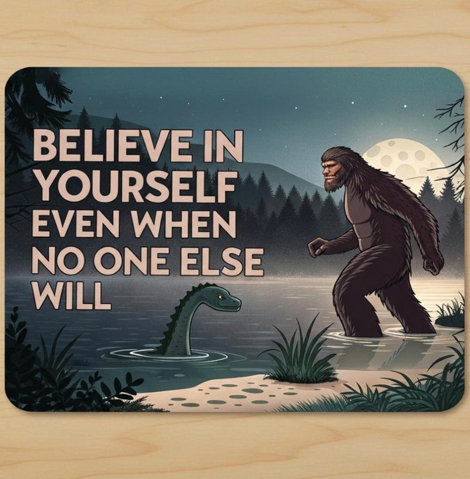 Believe In Yourself Humor 9.5 x 8 Mouse Pad With Rubber Backing Made In USA