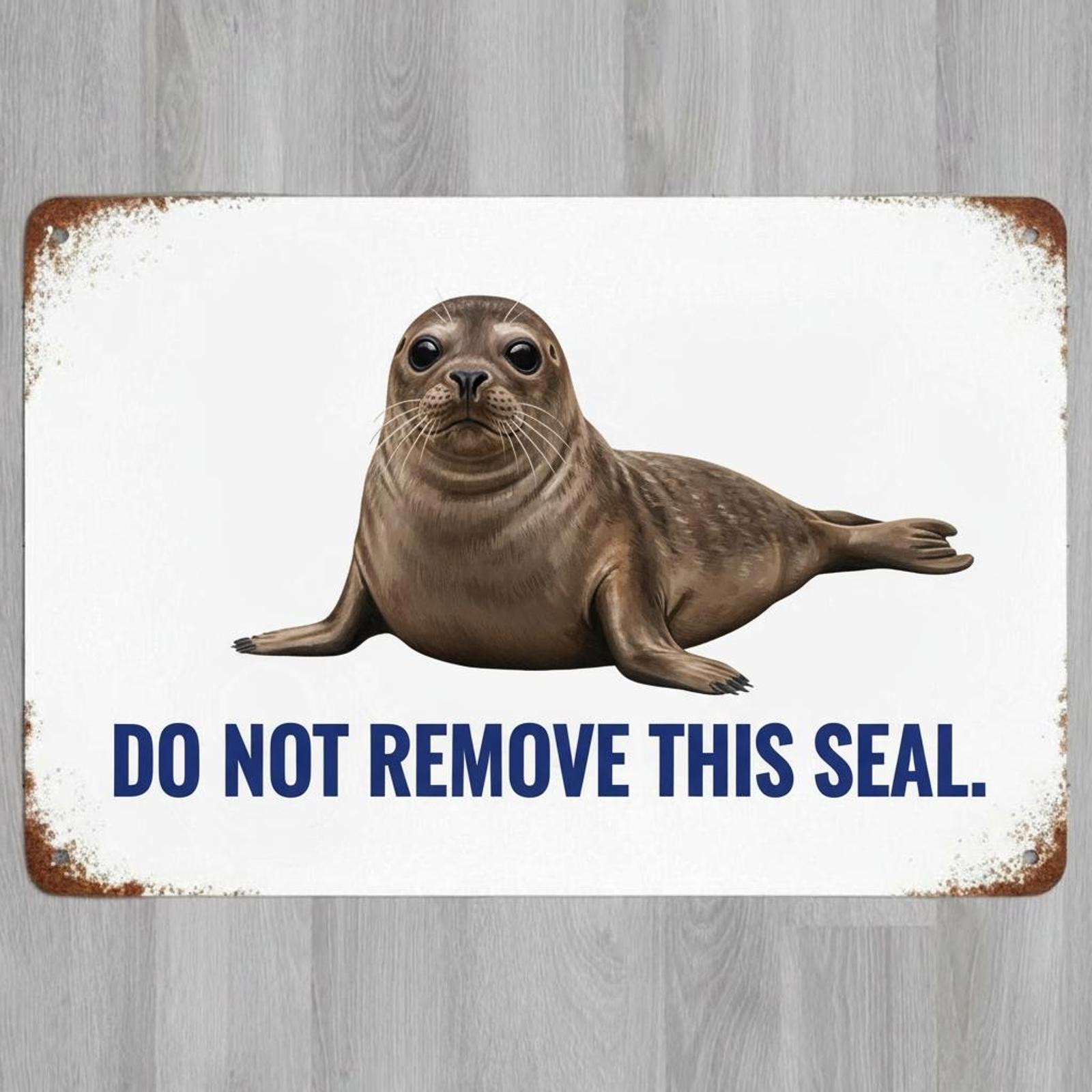 Do Not Remove This Seal Humor 8 x 12 Vintage Novelty Metal Sign Made In USA