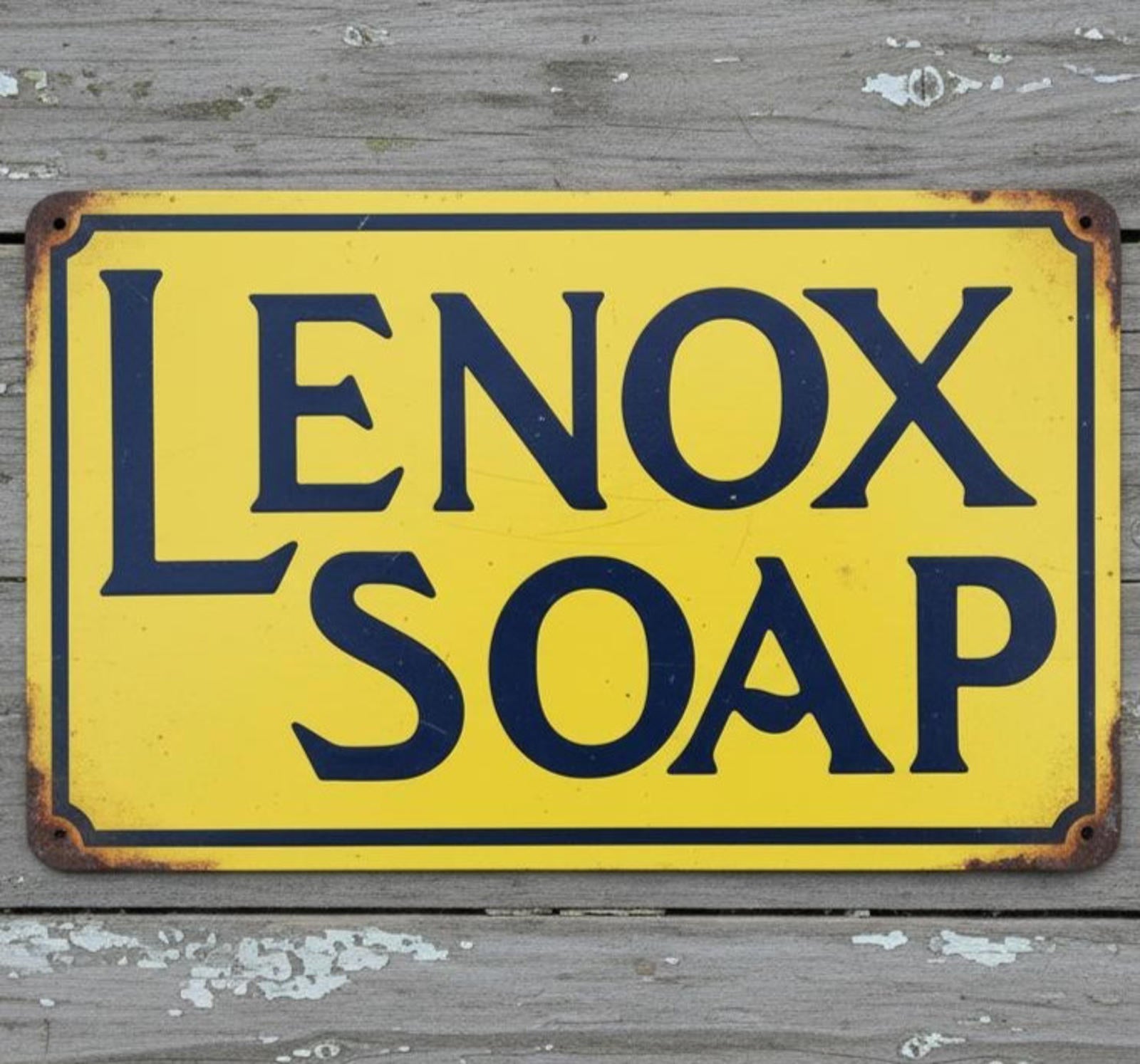 Lenox Soap 8 x 12 Vintage Novelty Metal Sign Made In USA New!