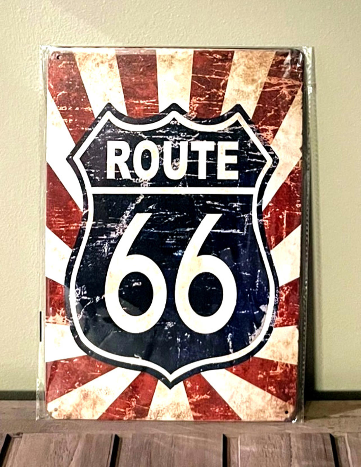 Route 66 8 x 12 Novelty Metal Sign New Shrink-wrapped