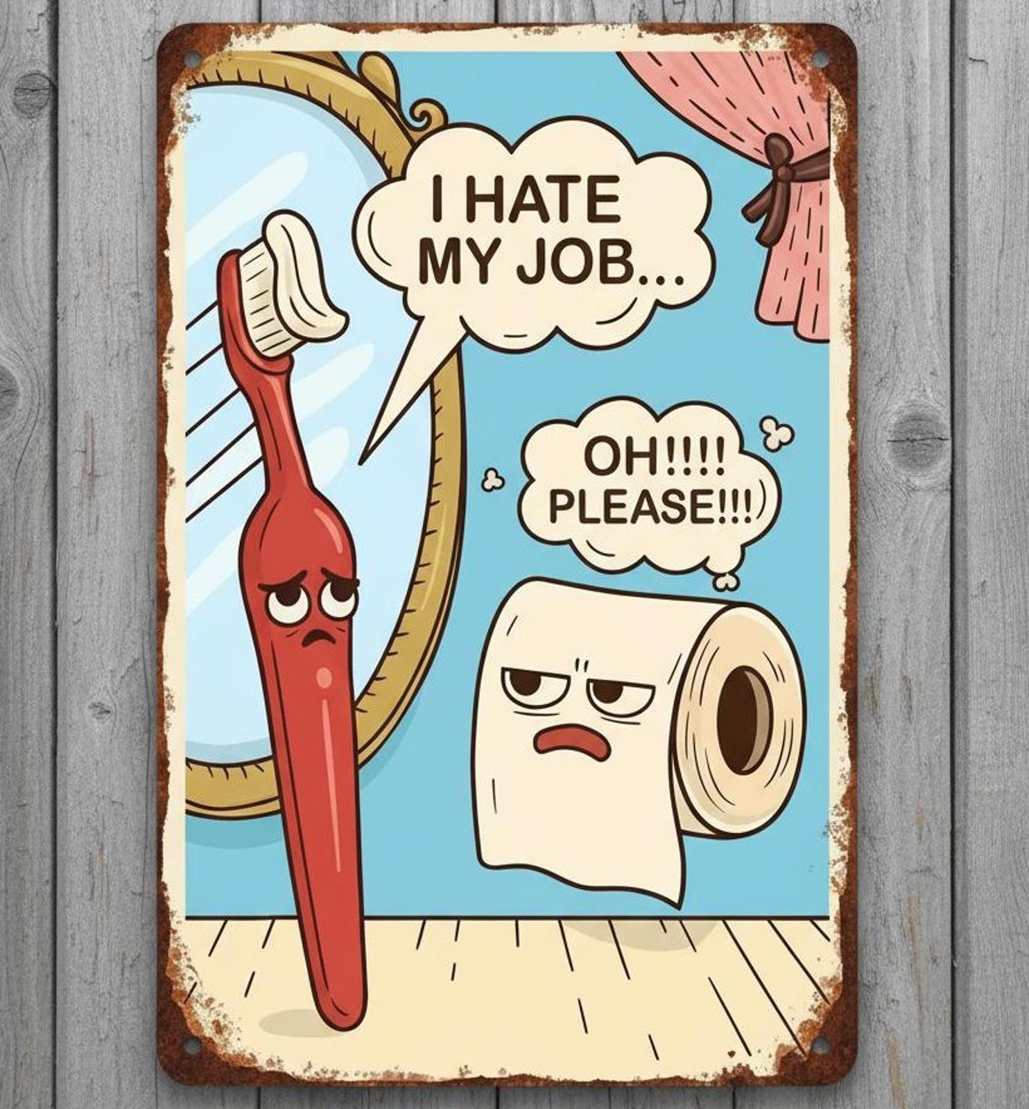 I Hate My Job... Oh Please!!! 8 x 12 Vintage Novelty Metal Sign New!