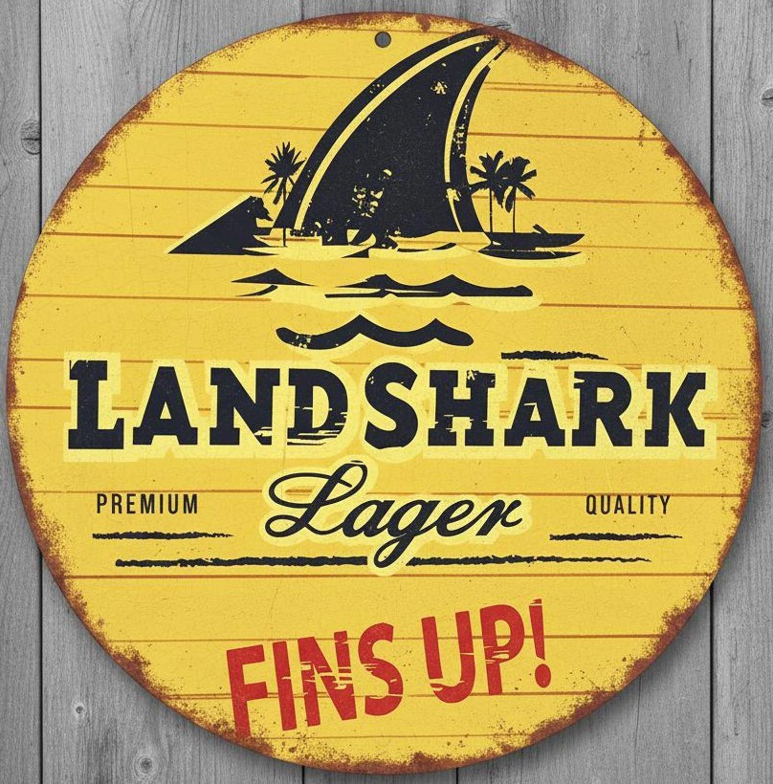 Landshark Lager Beer 12" Diameter Vintage Novelty Metal Sign Made in USA New!