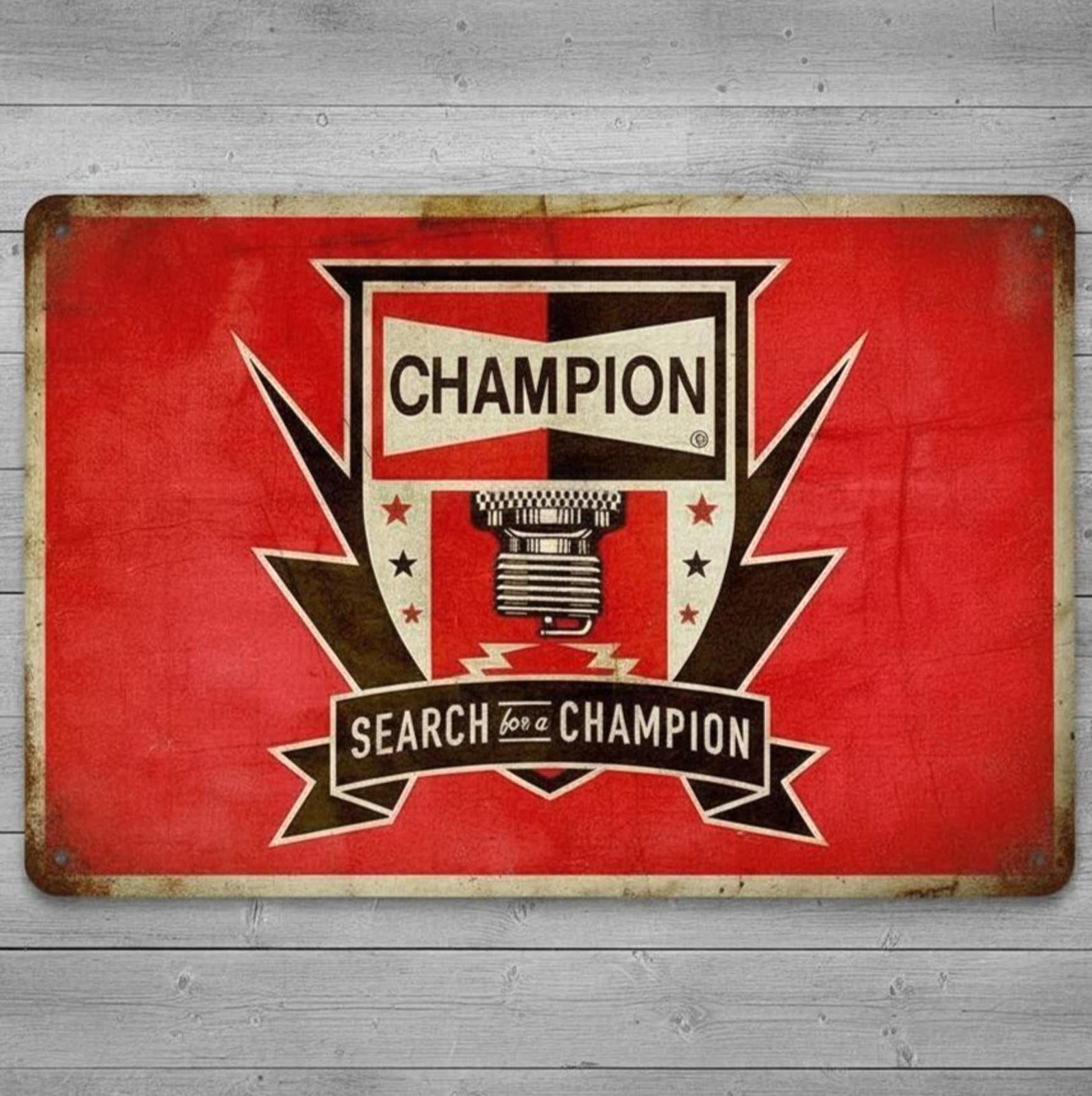 Champion Spark Plugs 8 x 12 Vintage Novelty Metal Sign Shrink-Wrapped New!