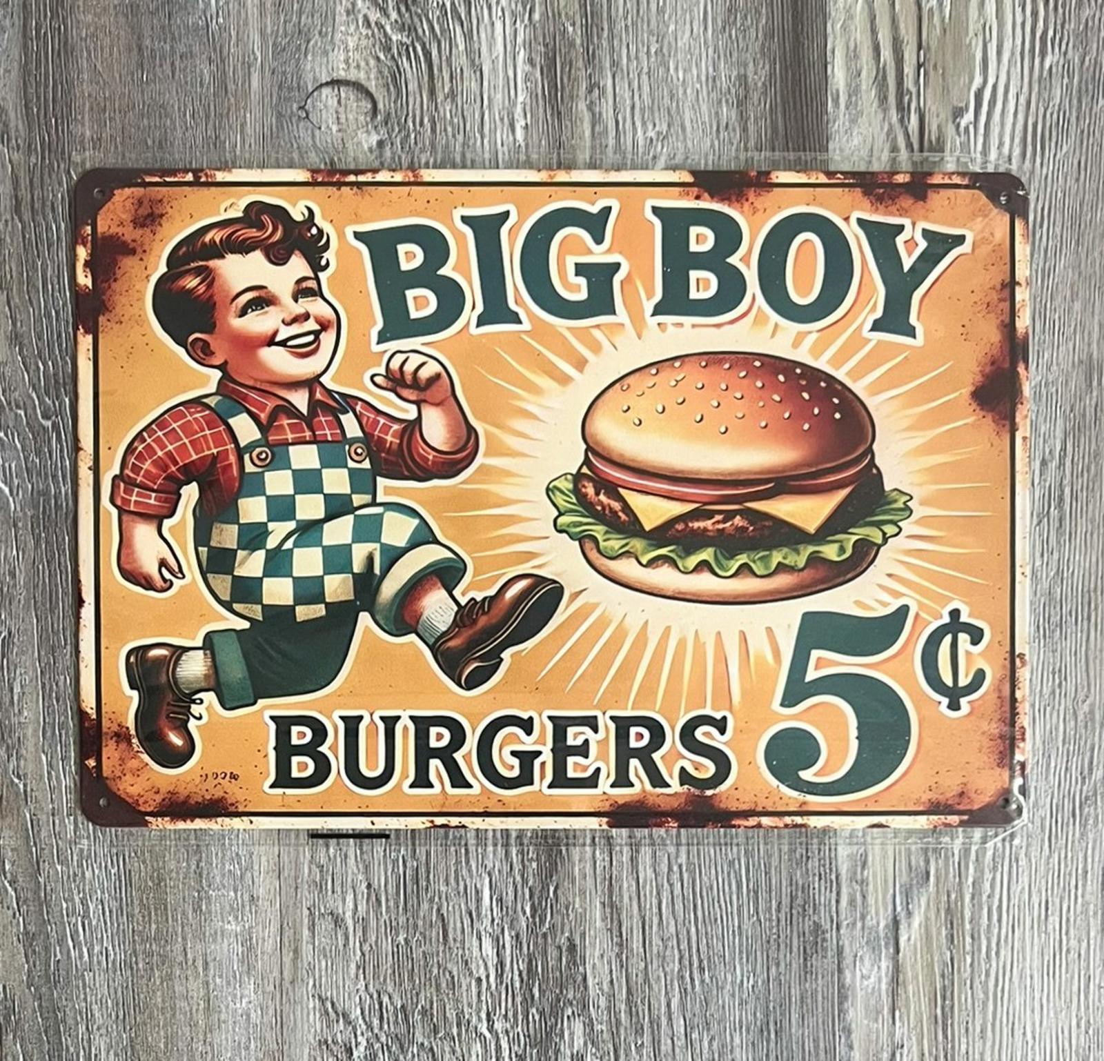 Big Boy Burgers 5 Cents 8 x 12 Novelty Vintage Metal Sign Shrink-wrapped New!