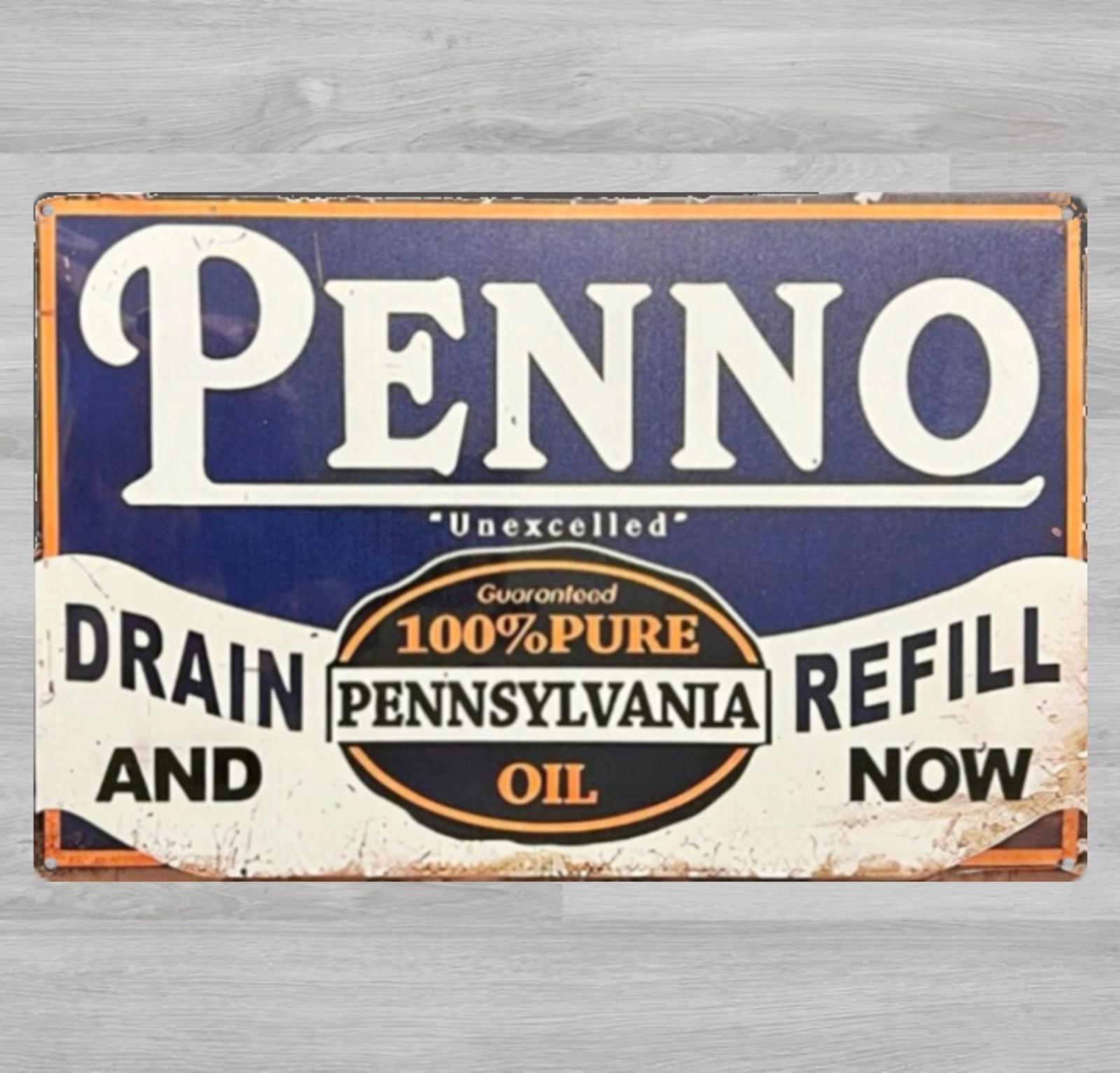 Penno Pennsylvania Motor Oil 8 x 12 Novelty Metal Sign Shrink-Wrapped New!