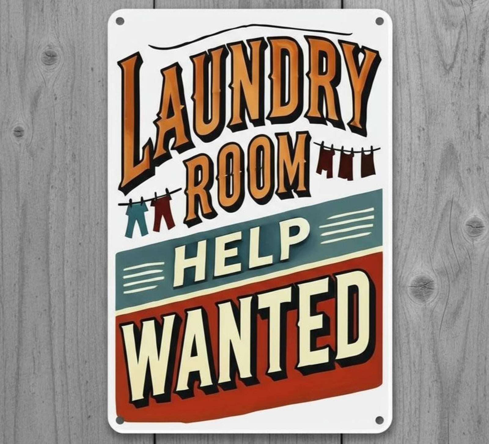 Laundry Room Help Wanted 8 x 12 Novelty Metal Sign New!