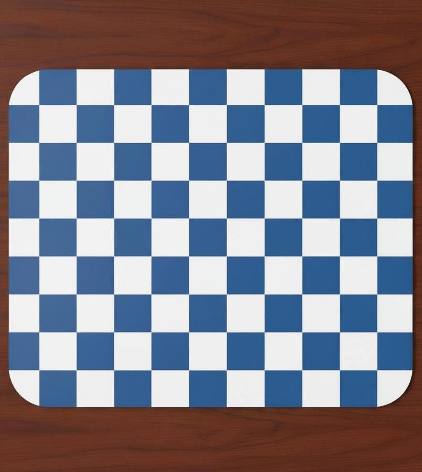 Blue Checkerboard 9.5 x 8 Mouse Pad With Anti-Slip Rubber Backing Made In USA