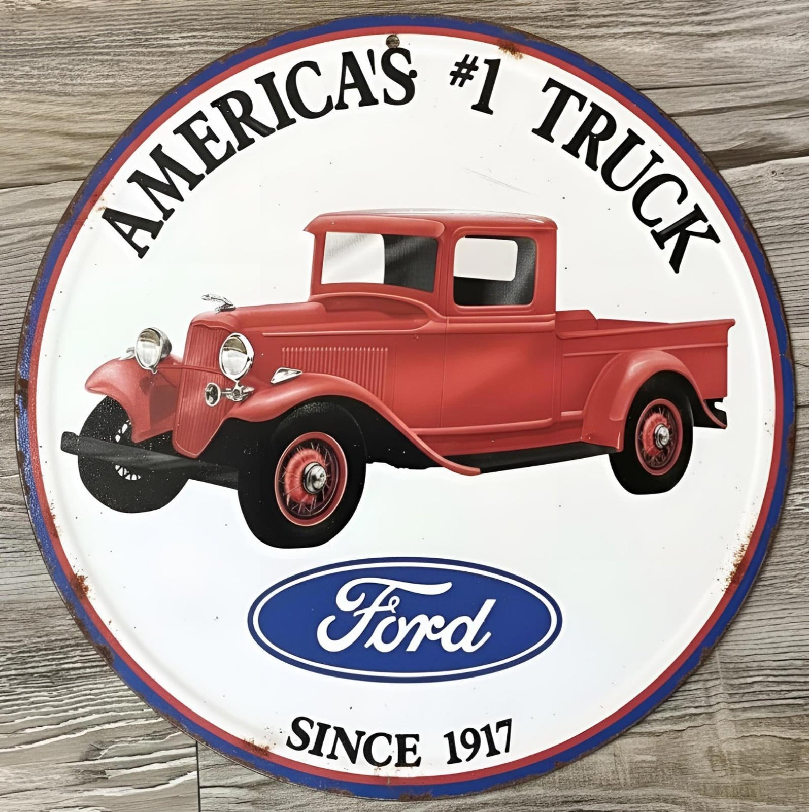 Ford America's #1 Truck 12" Diameter Vintage Novelty Metal Sign Made In USA