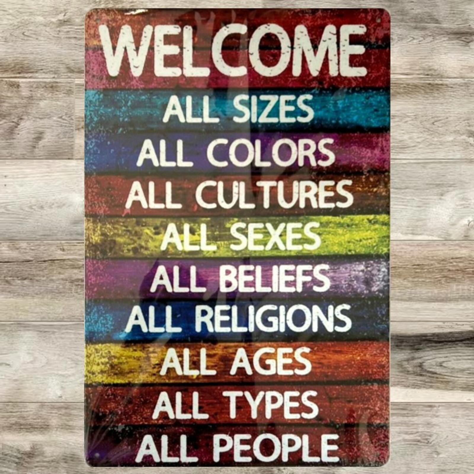 Welcome All People 8 x 12 Novelty Metal Sign New Shrink-wrapped