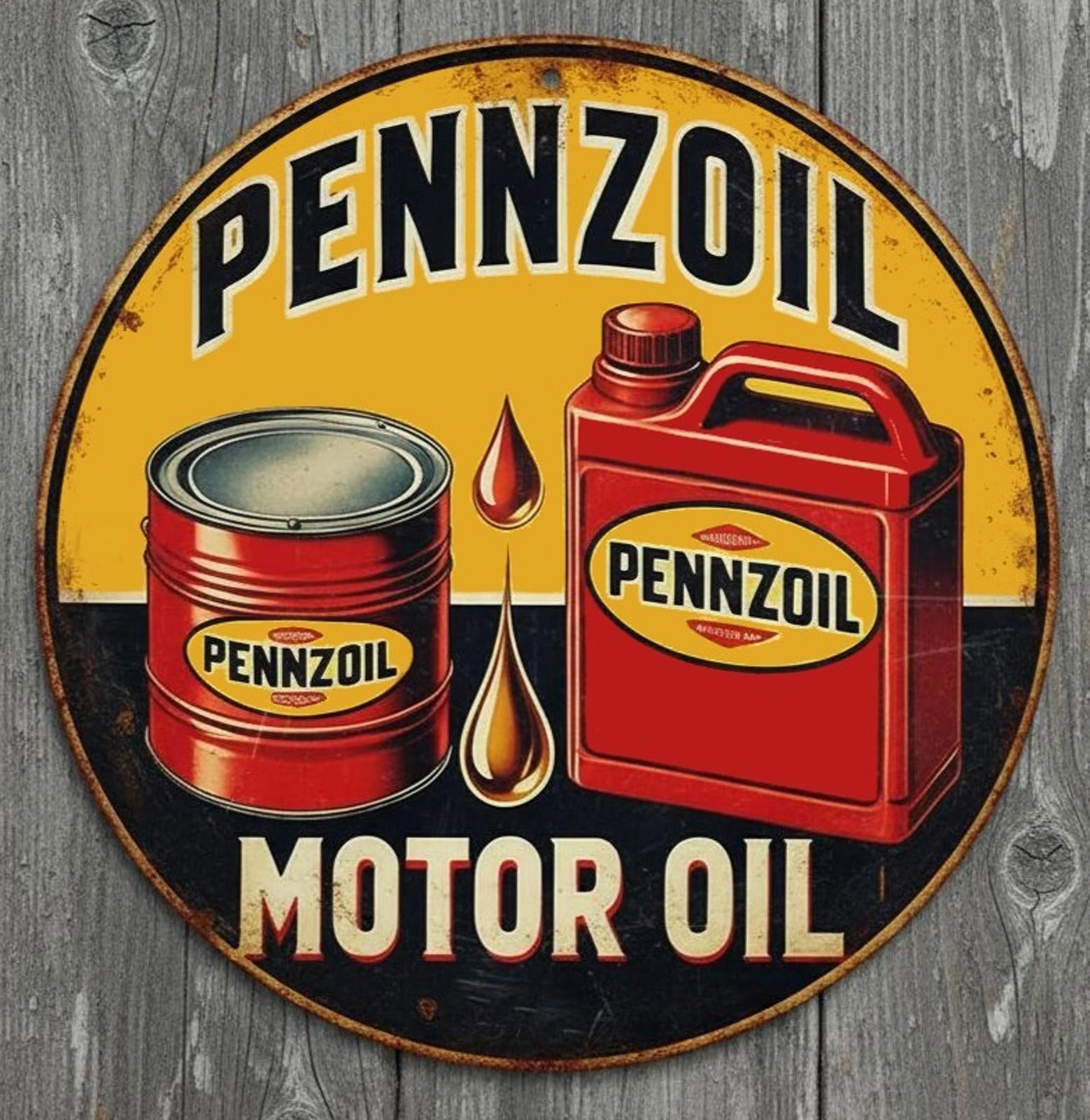 Pennzoil Motor Oil 12" Diameter Novelty Metal Sign Made In USA New!