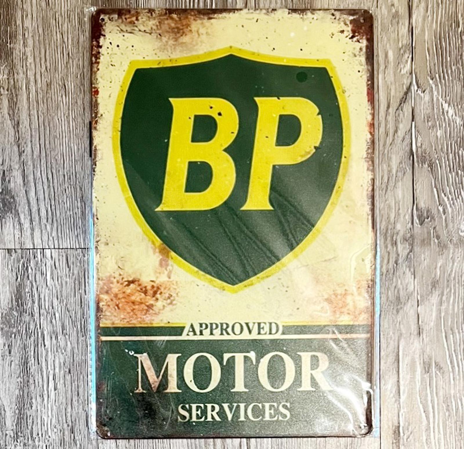 BP Approved Motor Services 8 x 12 Novelty Metal Sign Shrink-Wrapped New!
