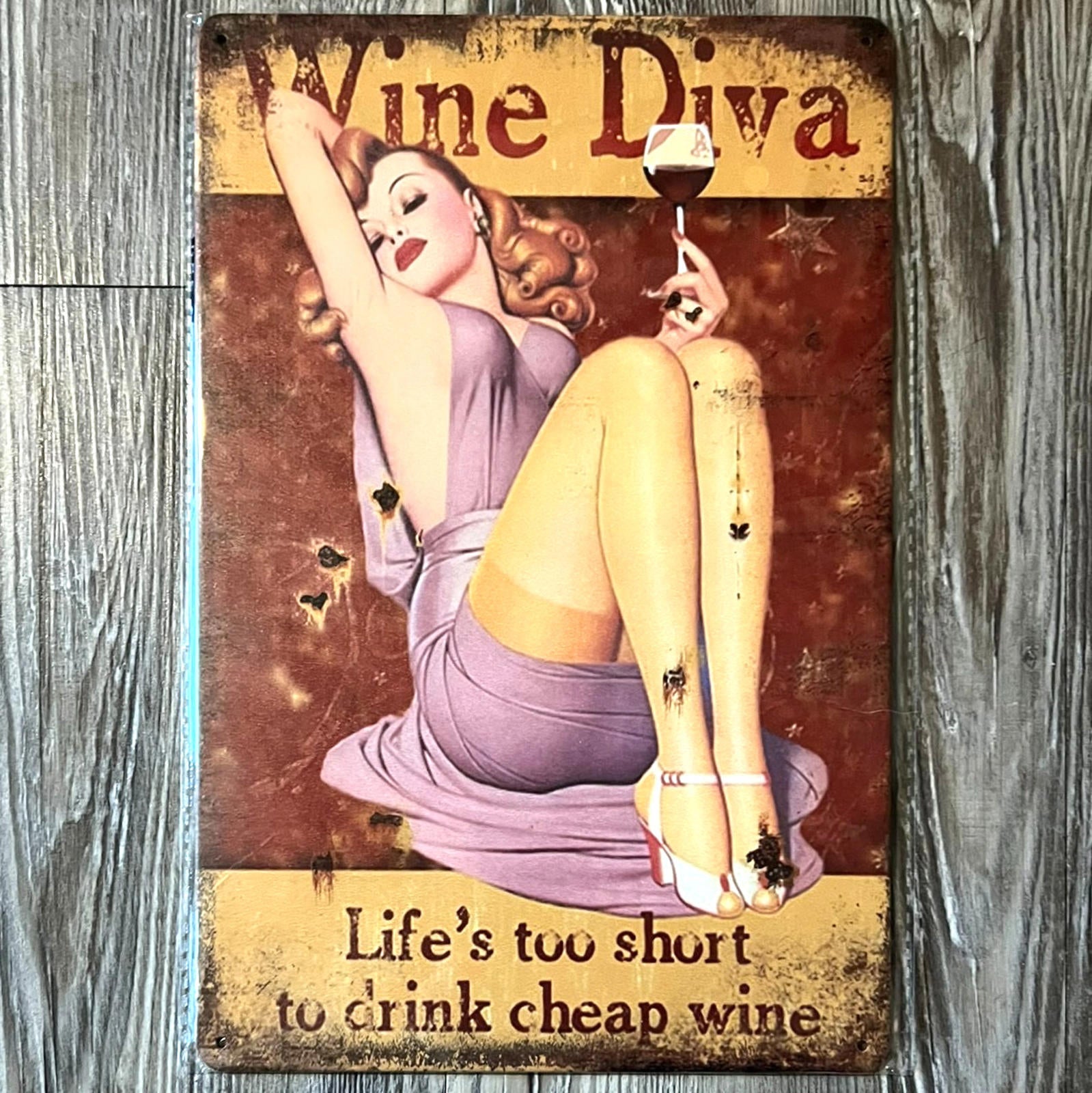 Wine Diva Life's Too Short For Cheap Wine 8 x 12 Vintage Novelty Metal Sign New!