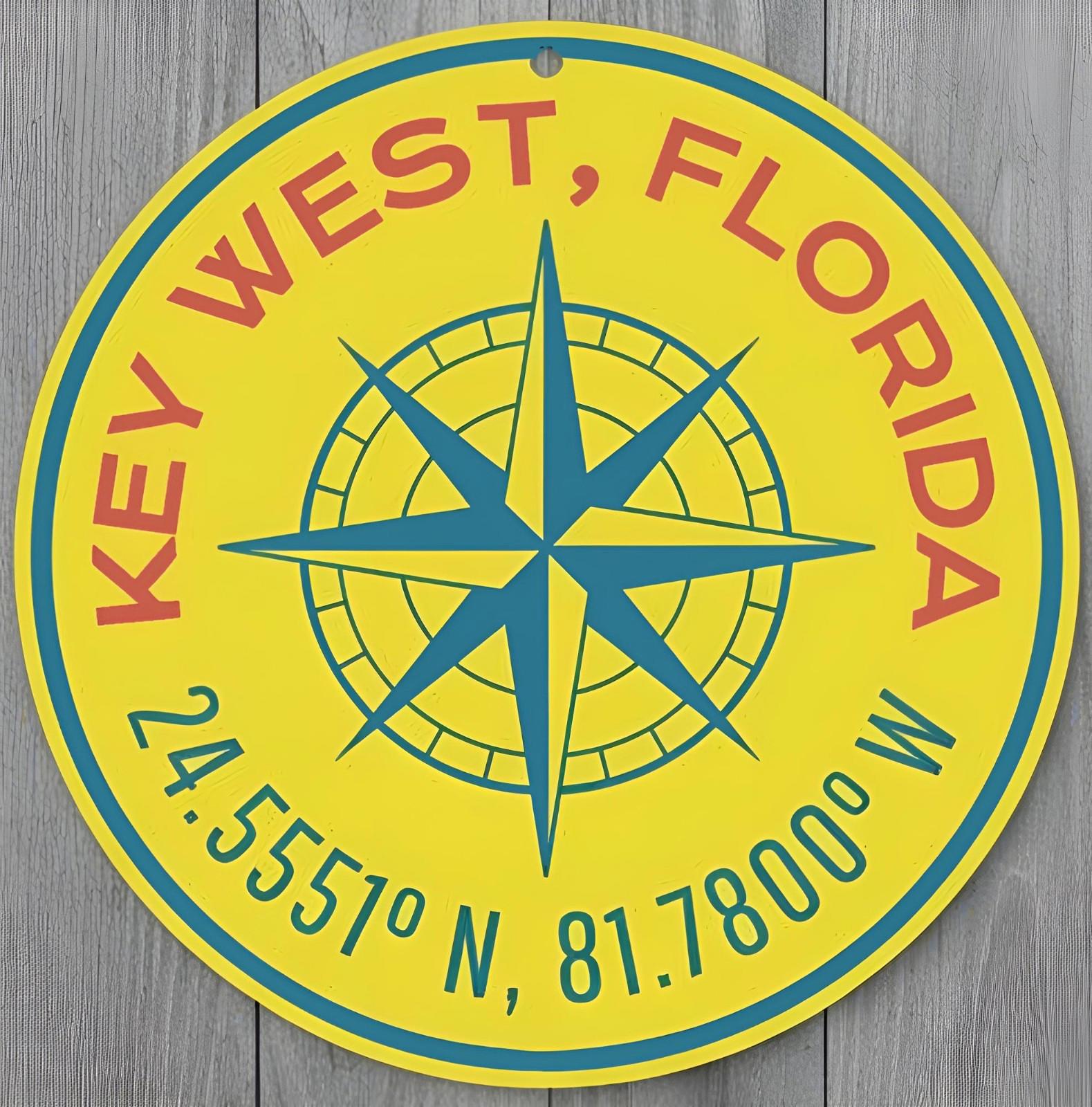 Key West Florida 12" Diameter Novelty Metal Sign Made In USA