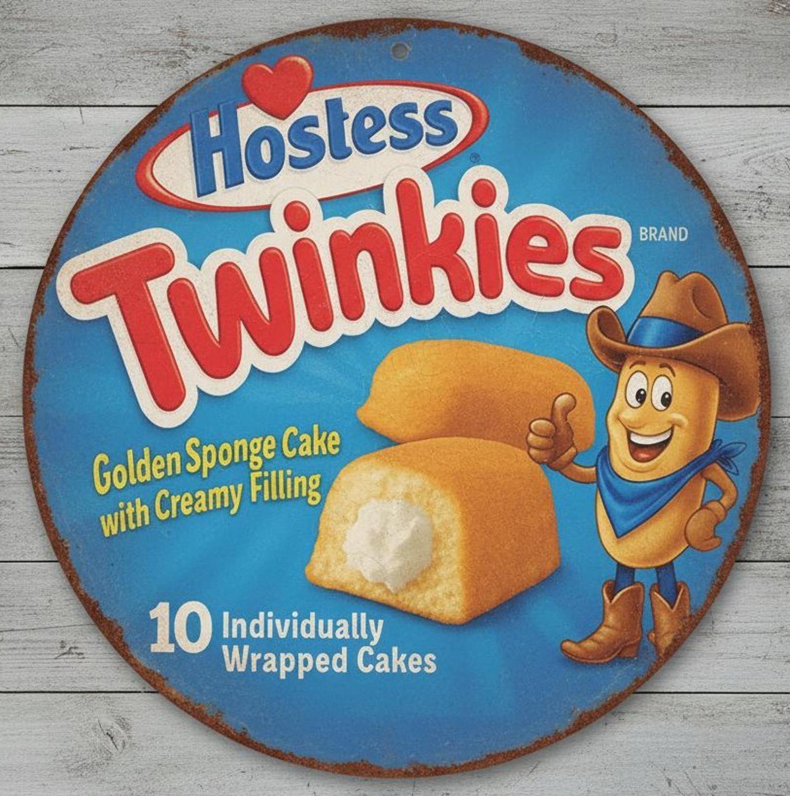 Hostess Twinkies 8" Diameter Novelty Metal Sign Made In USA New!