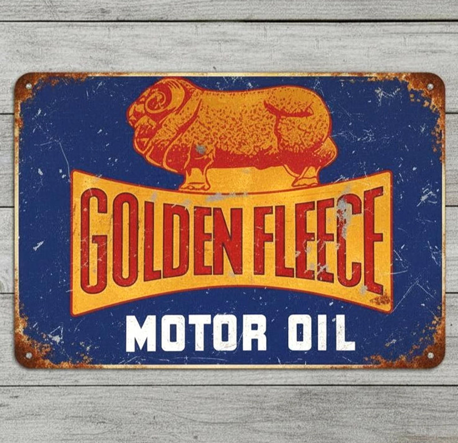 Golden Fleece Motor Oil 8 x 12 Vintage Novelty Metal Sign Made In USA New!