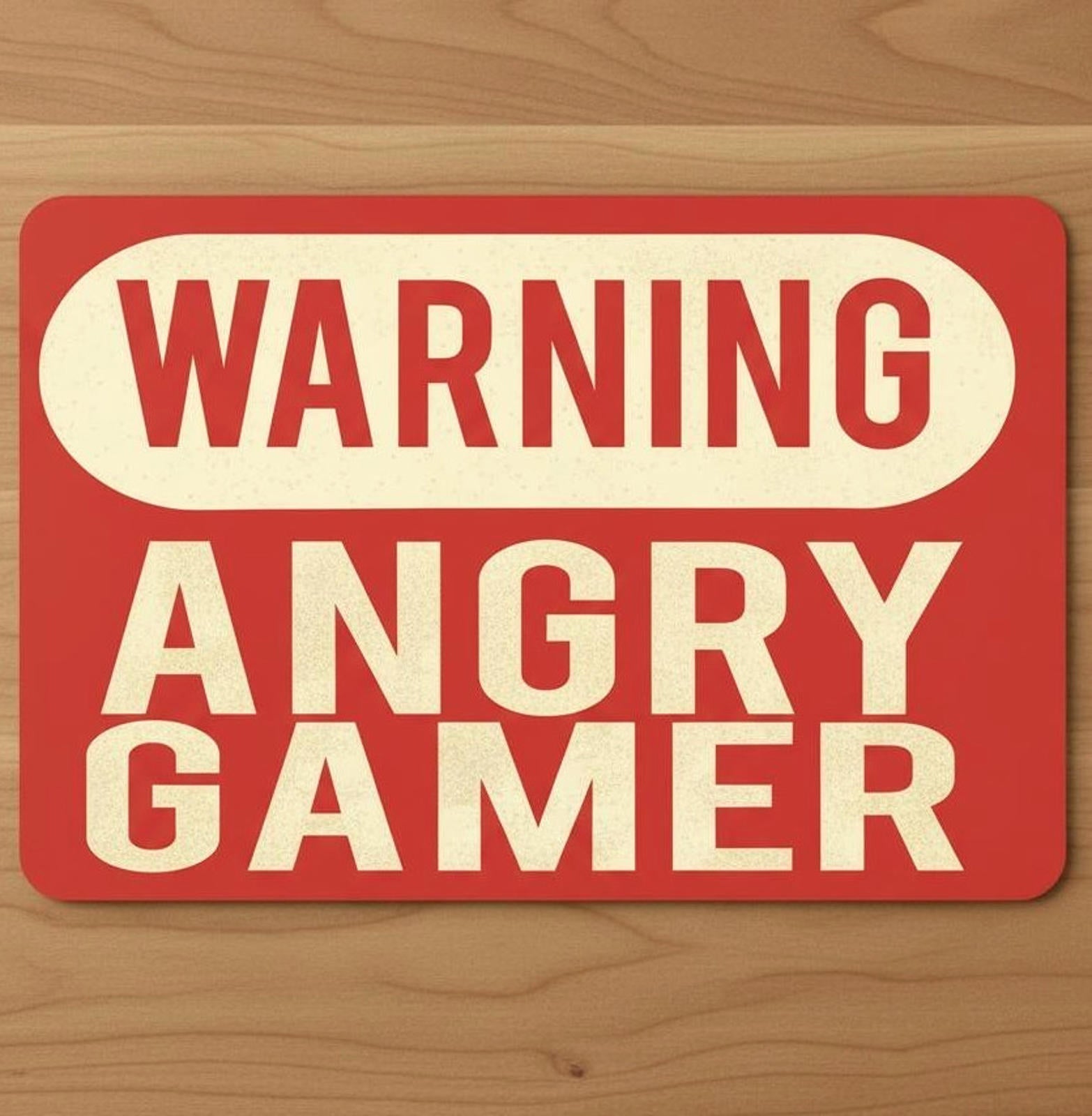Warning Angry Gamer 9.5 x 8 Mouse Pad With Anti-Slip Rubber Backing Made In USA