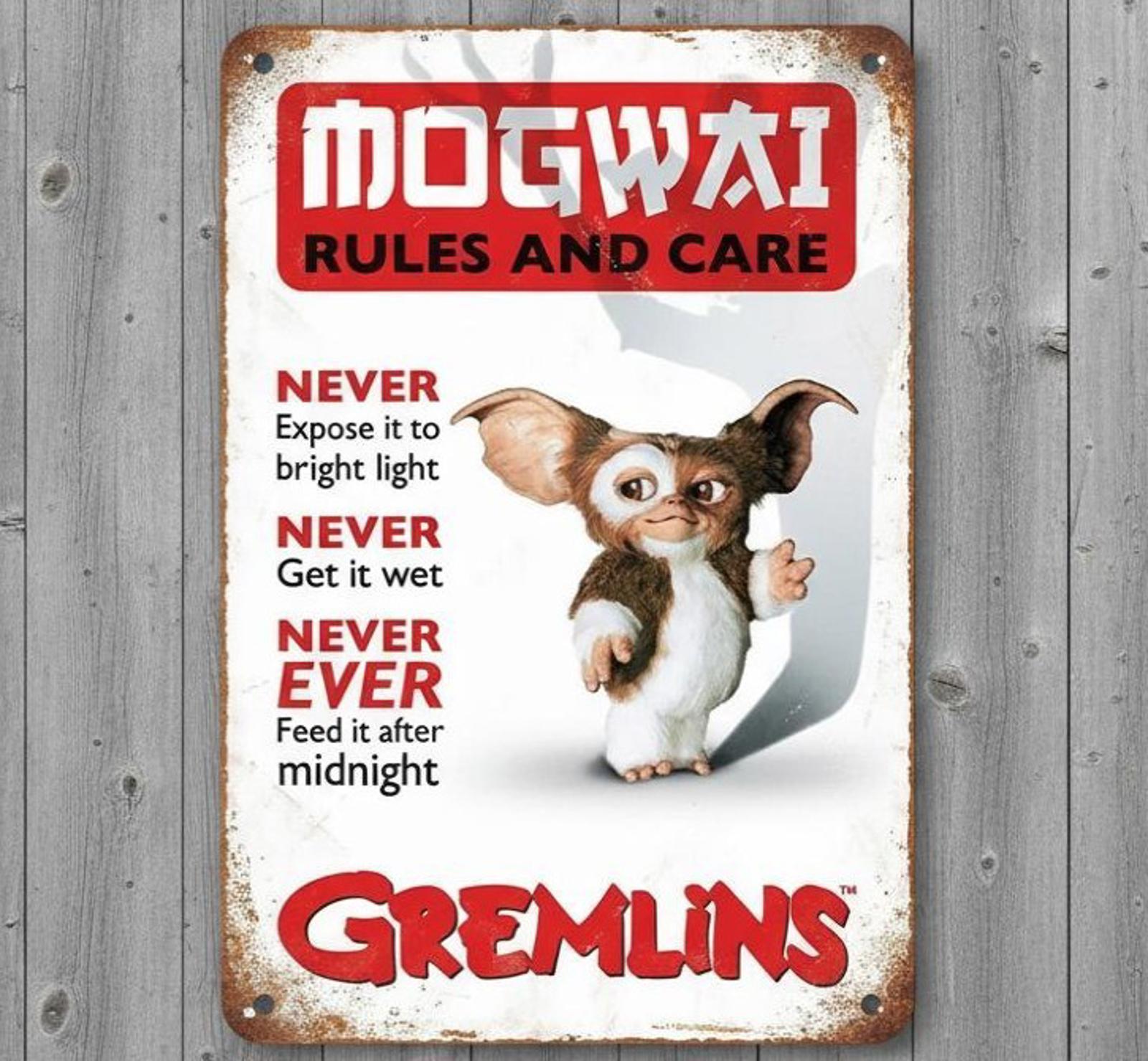Gremlins Mogwai Rules And Care 8 x 12 Vintage Novelty Metal Sign Made In USA