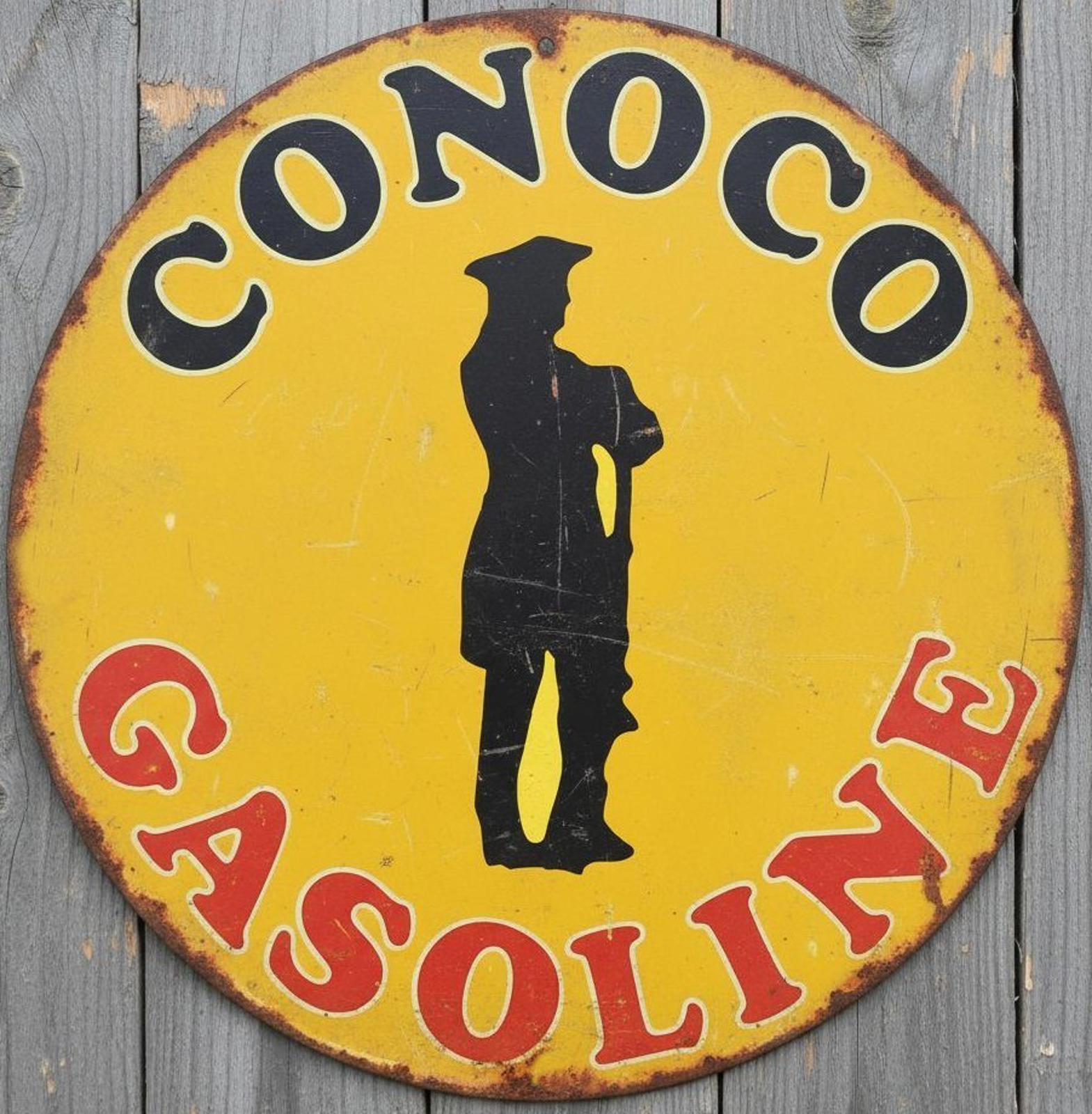 Conoco Gasoline 12" Diameter Vintage Novelty Metal Sign Made In USA