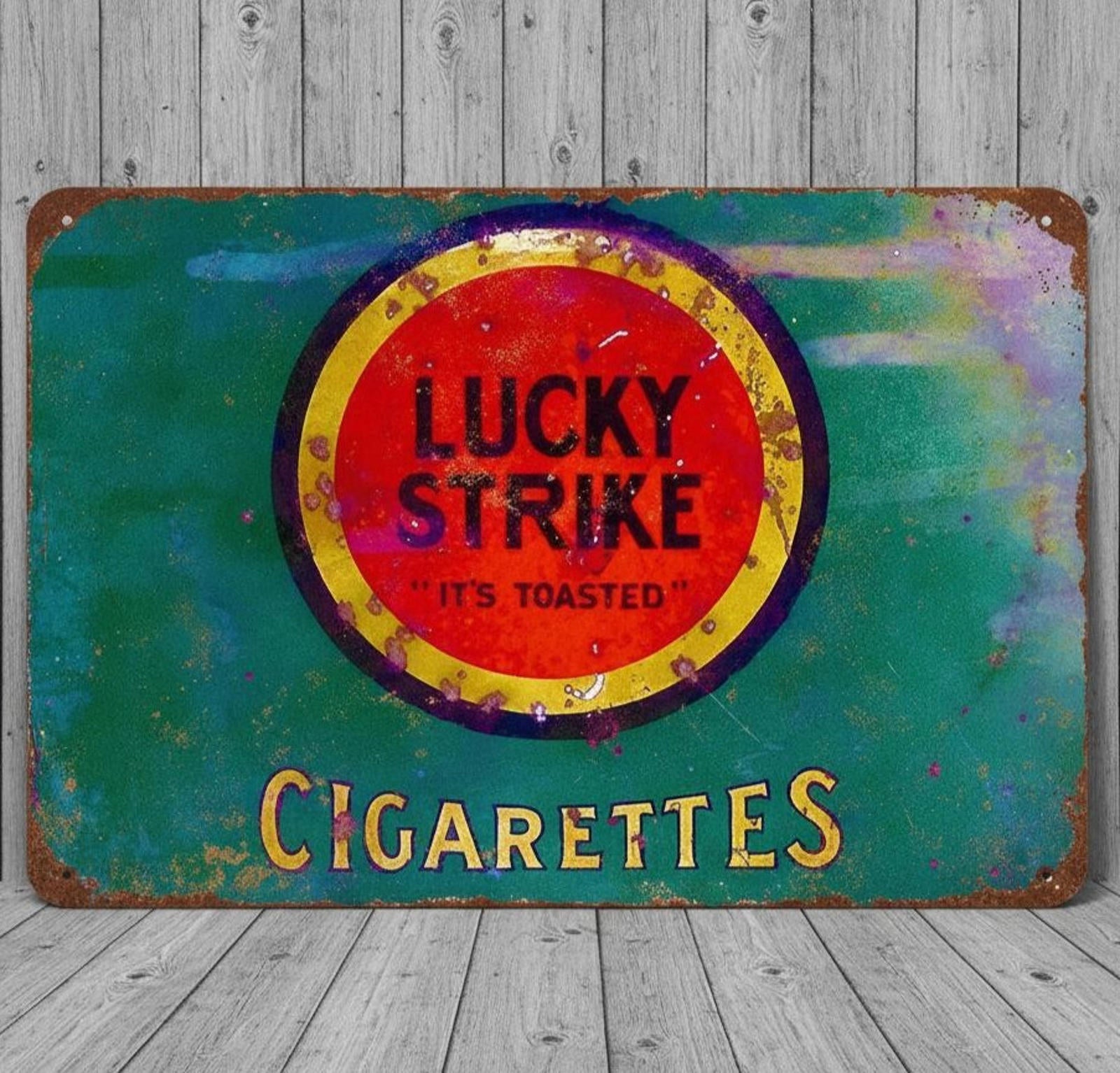 Lucky Strike Cigarettes 8 x 12 Vintage Novelty Metal Sign Made In USA New!