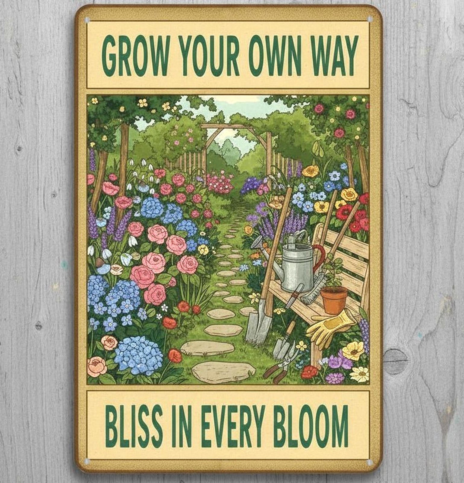 Grow Your Own Way 8 x 12 Vintage Novelty Metal Sign Made In USA New!