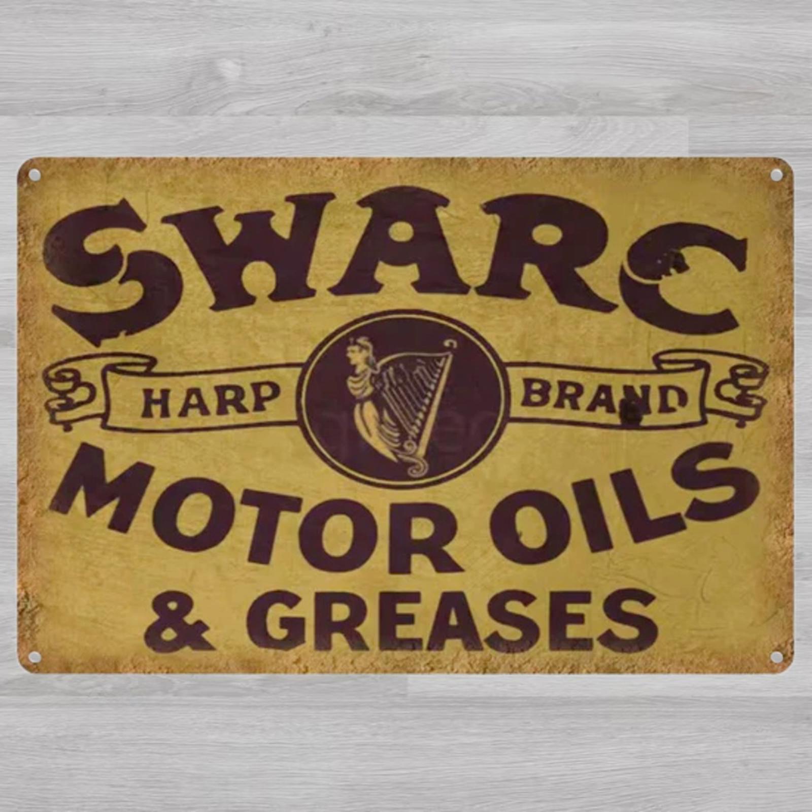 Swarc Motor Oils & Greases 8 x 12 Novelty Metal Sign New!