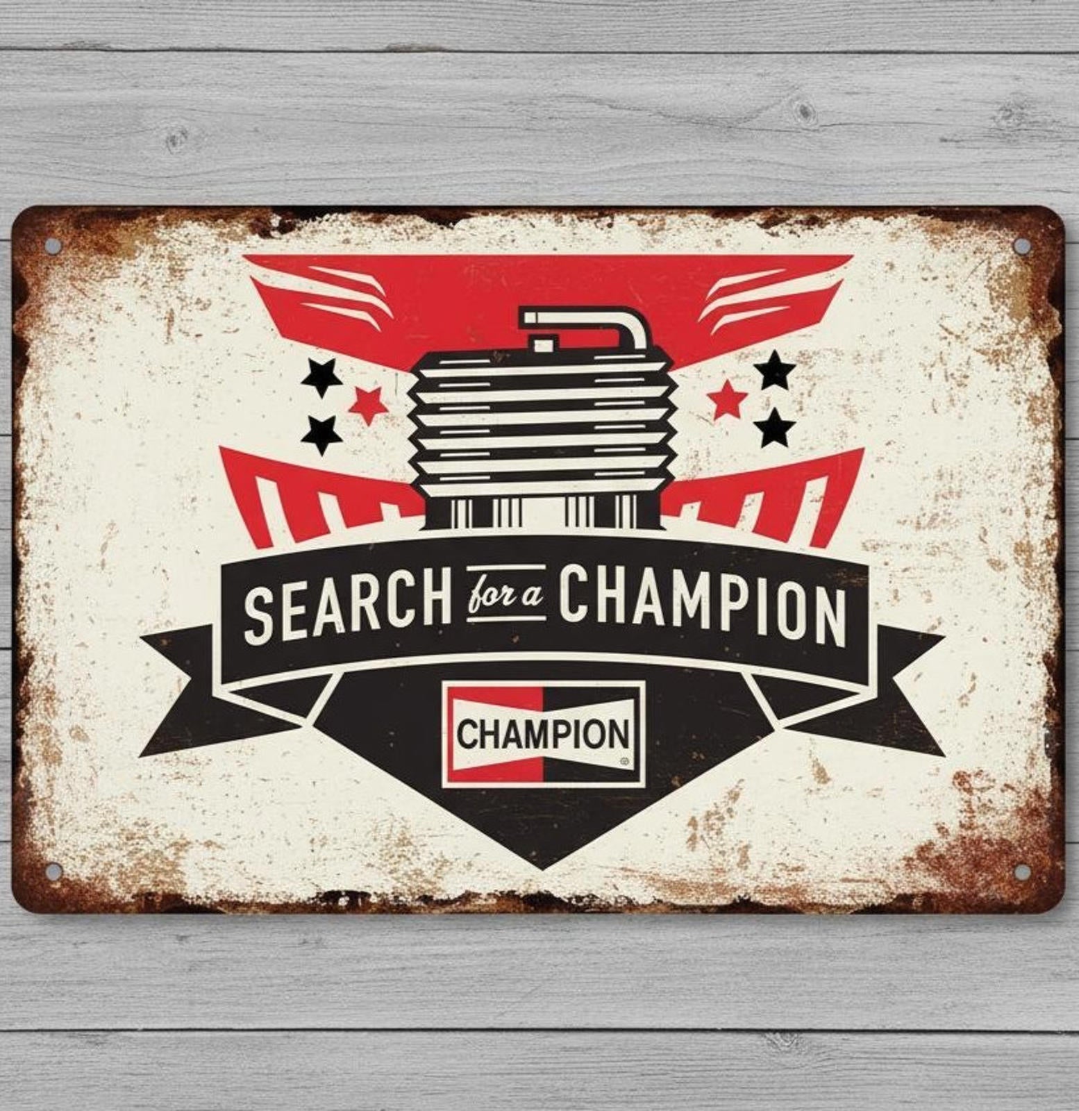 Champion Spark Plugs 8 x 12 Vintage Novelty Metal Sign Made In USA