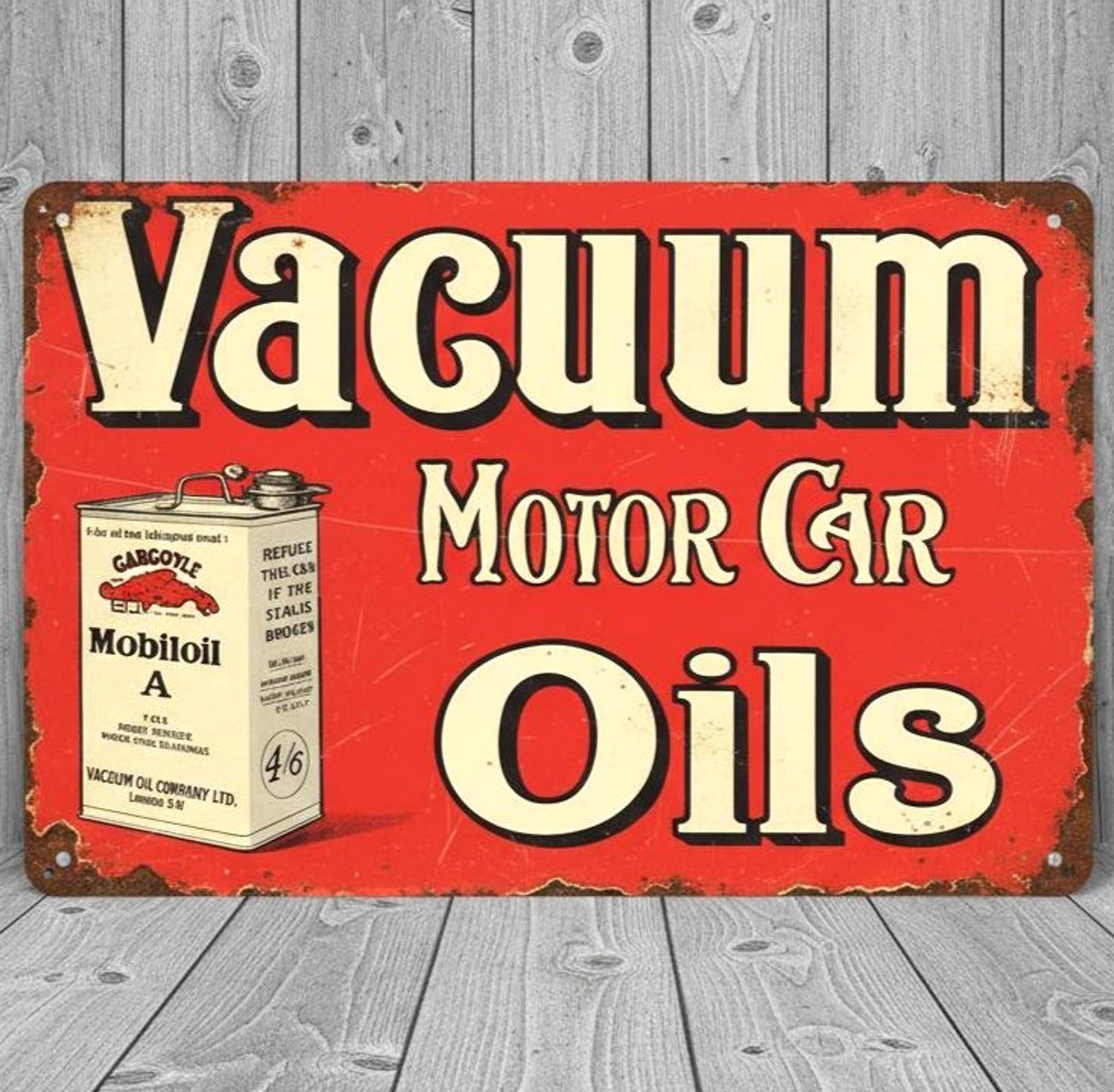 Vacuum Motor Car Oils 8 x 12 Vintage Novelty Metal Sign Made In USA New!