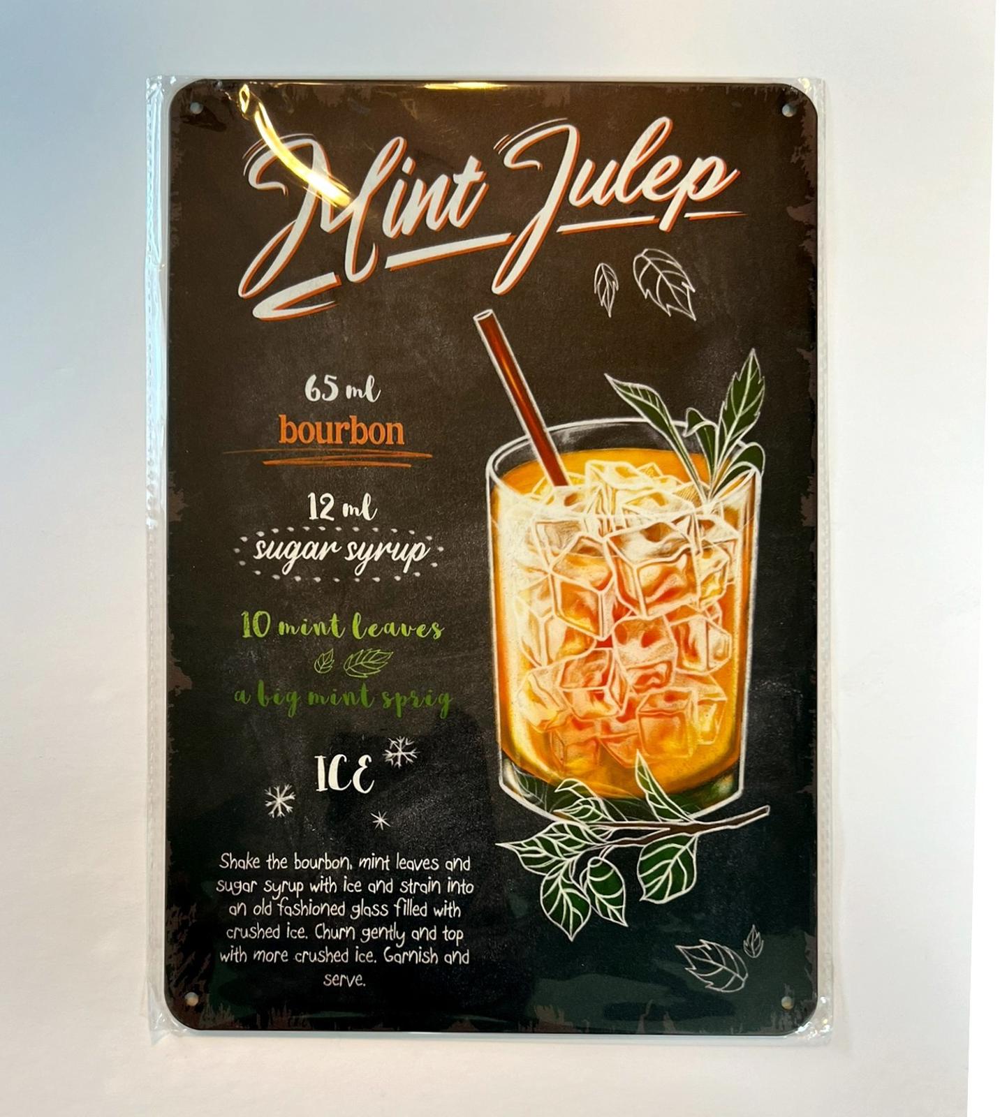 Mixed Drinks Mint Julep 8 x 12 Novelty Metal Sign New!