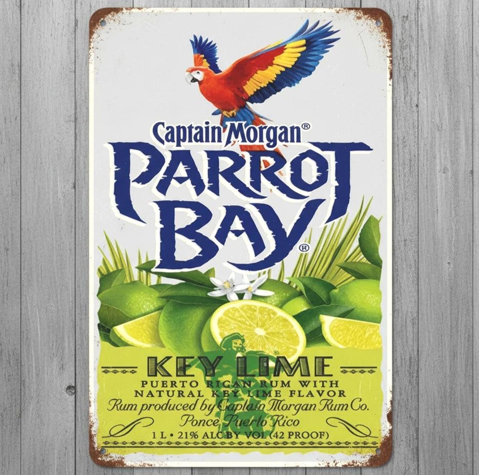 Captain Morgan Parrot Bay Key Lime Rum 8 x 12 Vintage Novelty Metal Sign New!