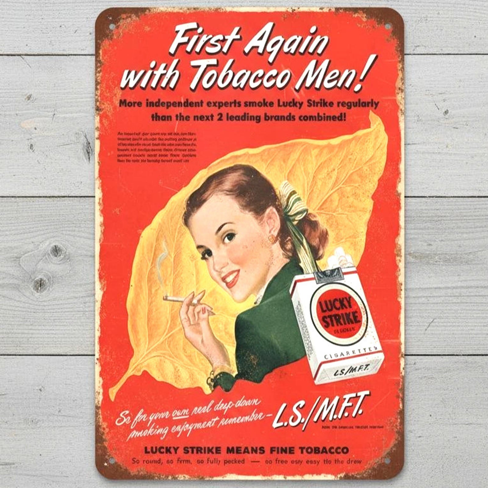 Lucky Strike Cigarettes 8 x 12 Vintage Novelty Metal Sign Made In USA New!