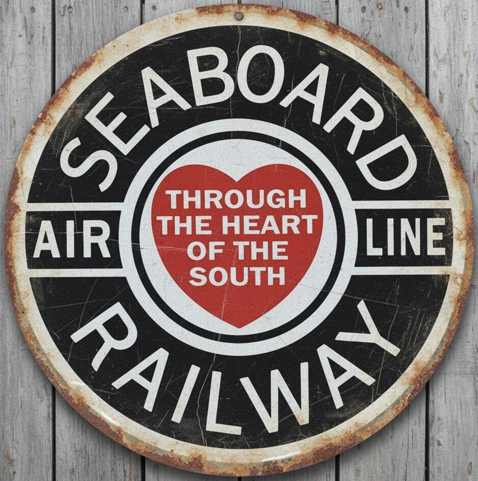 Seaboard Railway 8" Diameter Vintage Novelty Metal Sign USA Made