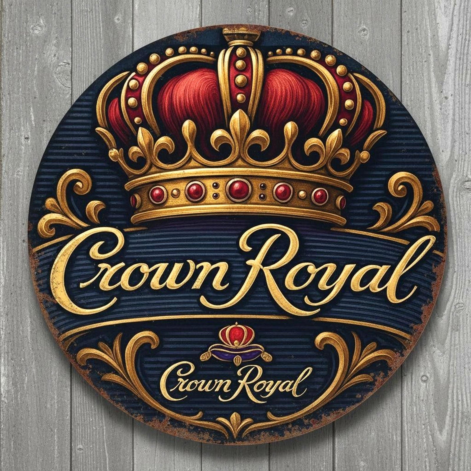 Crown Royal 8" Diameter Novelty Metal Sign Made In USA New!