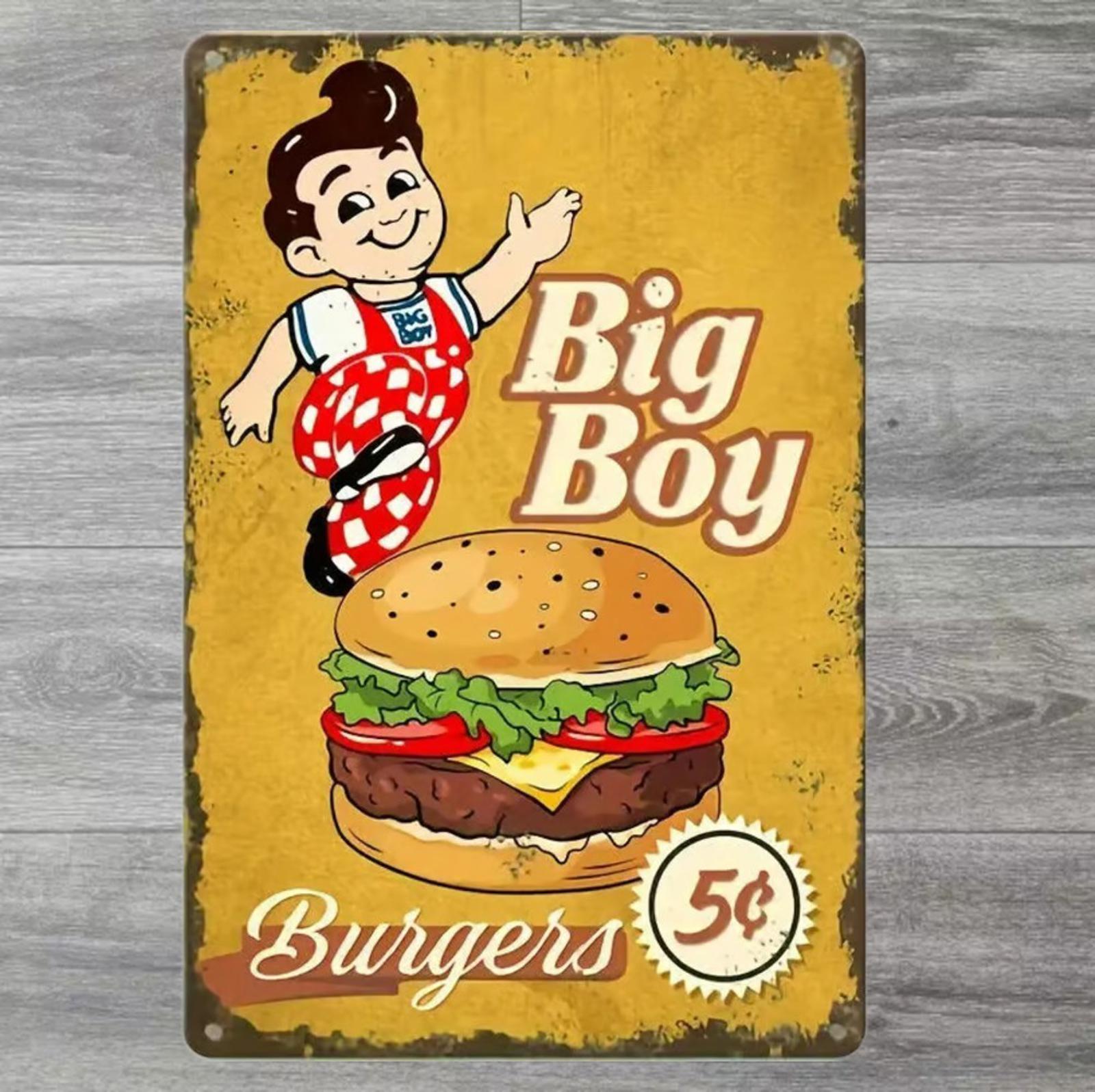 Big Boy Burgers 5 Cents 8 x 12 Novelty Vintage Metal Sign Shrink-wrapped New!