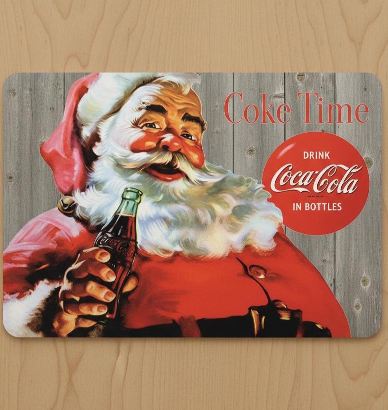 Coke Time Santa 9.5 x 8 Mouse Pad With Anti-Slip Rubber Backing Made In USA