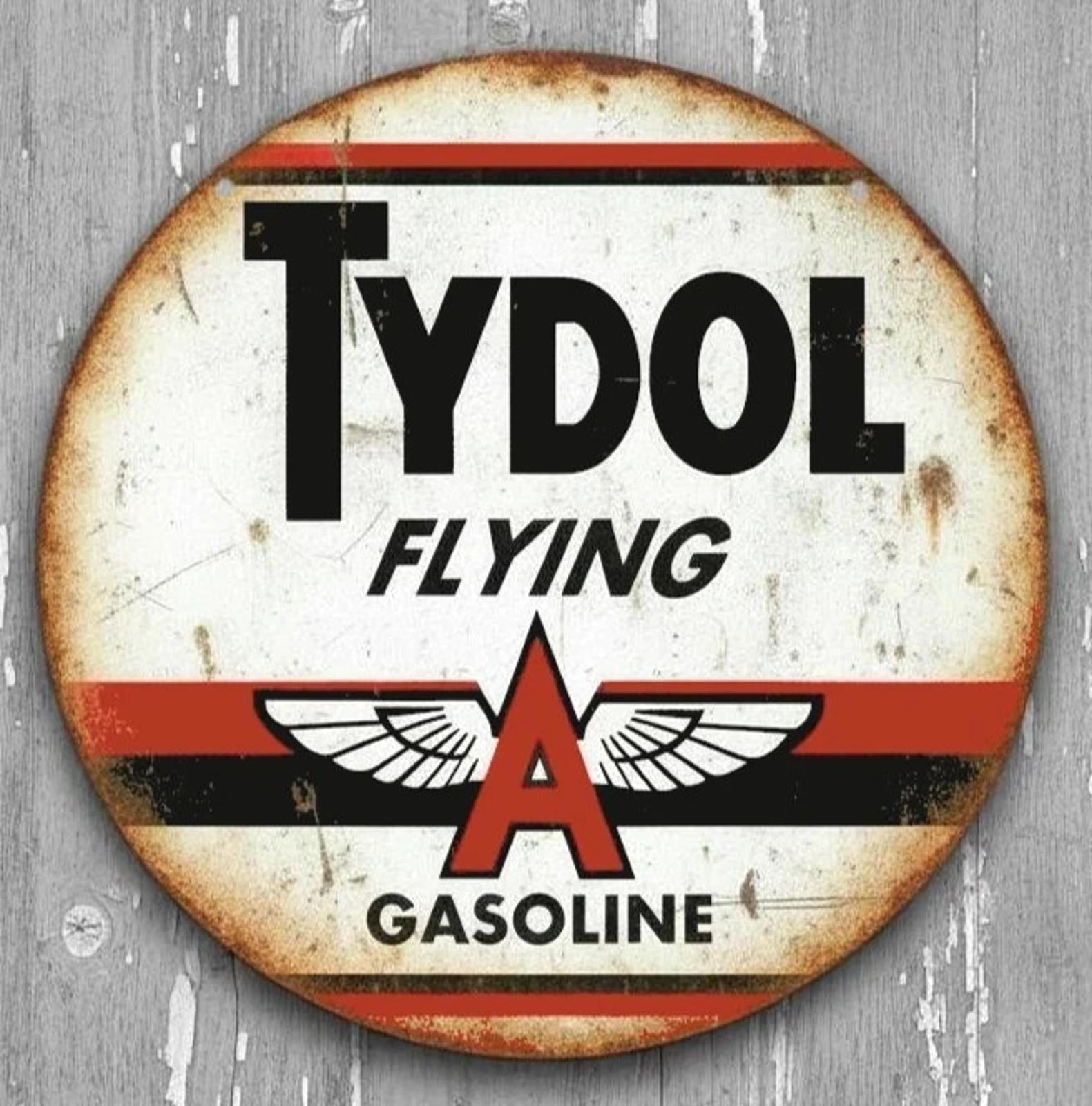 Tydol Flying A Gasoline 8" Diameter Vintage Novelty Metal Sign Made In USA New!