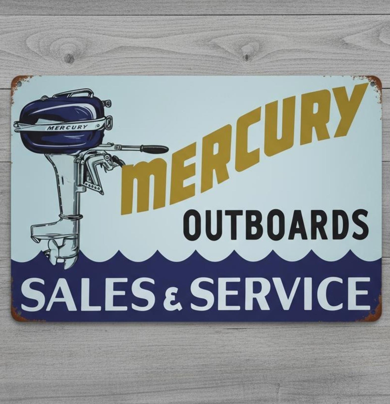 Mercury Outboards Sales & Service 8 x 12 Novelty Metal Sign New!