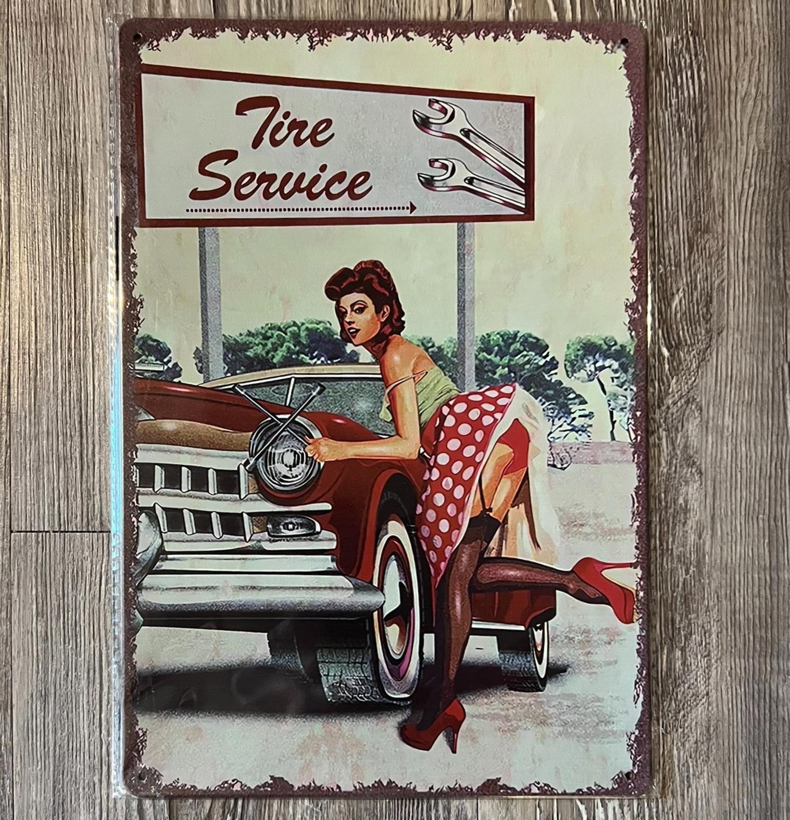 Tire Service Garage 8 x 12 Vintage Novelty Metal Sign New!