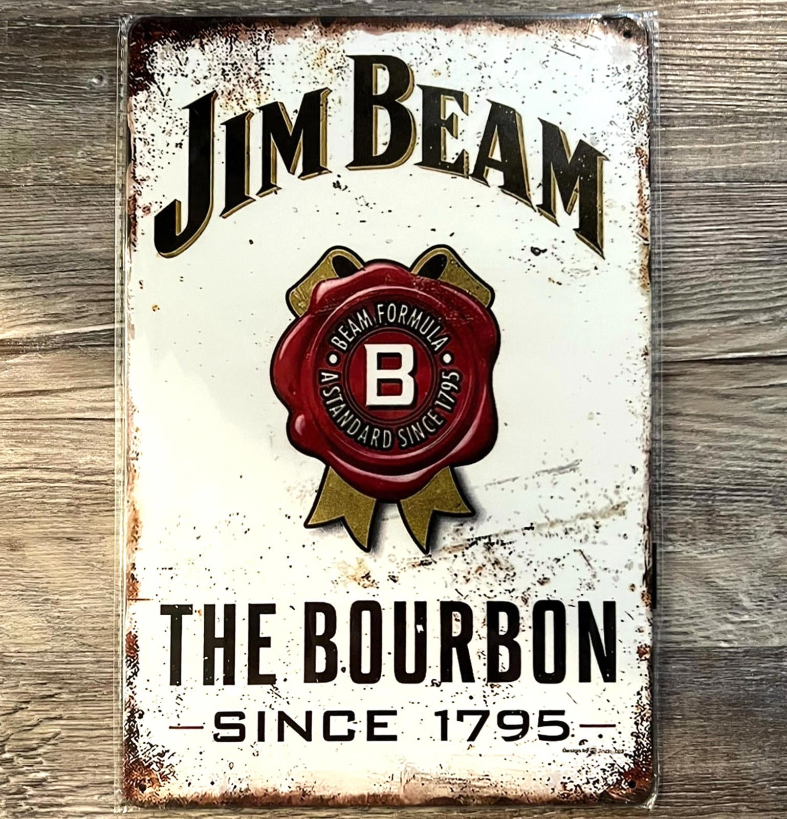Jim Beam Bourbon 8 x 12 Novelty Metal Sign Shrink-Wrapped New!