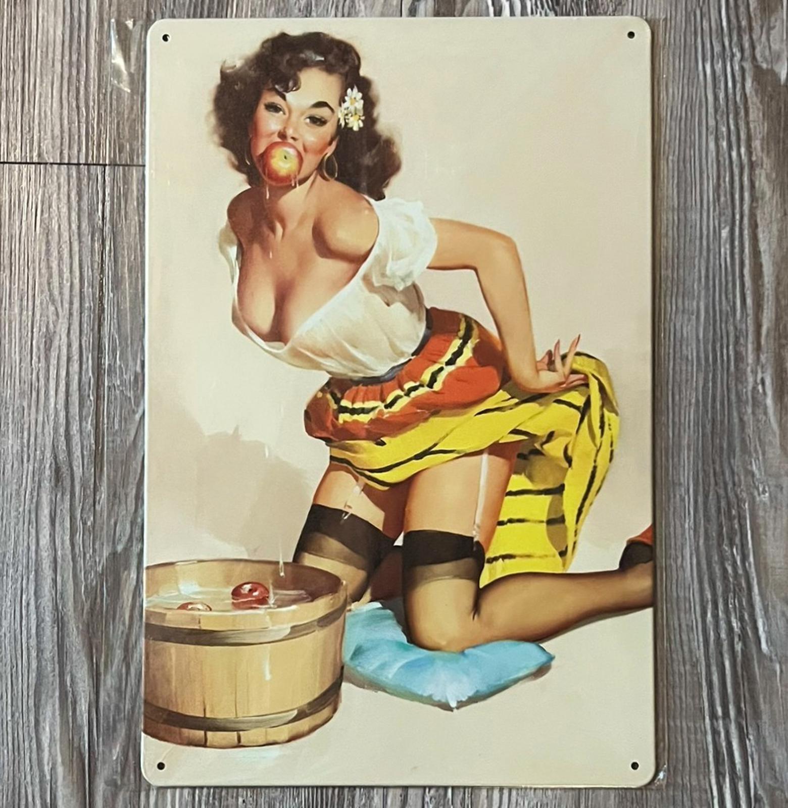 Bobbing For Apples 8 x 12 Vintage Novelty Metal Sign New!